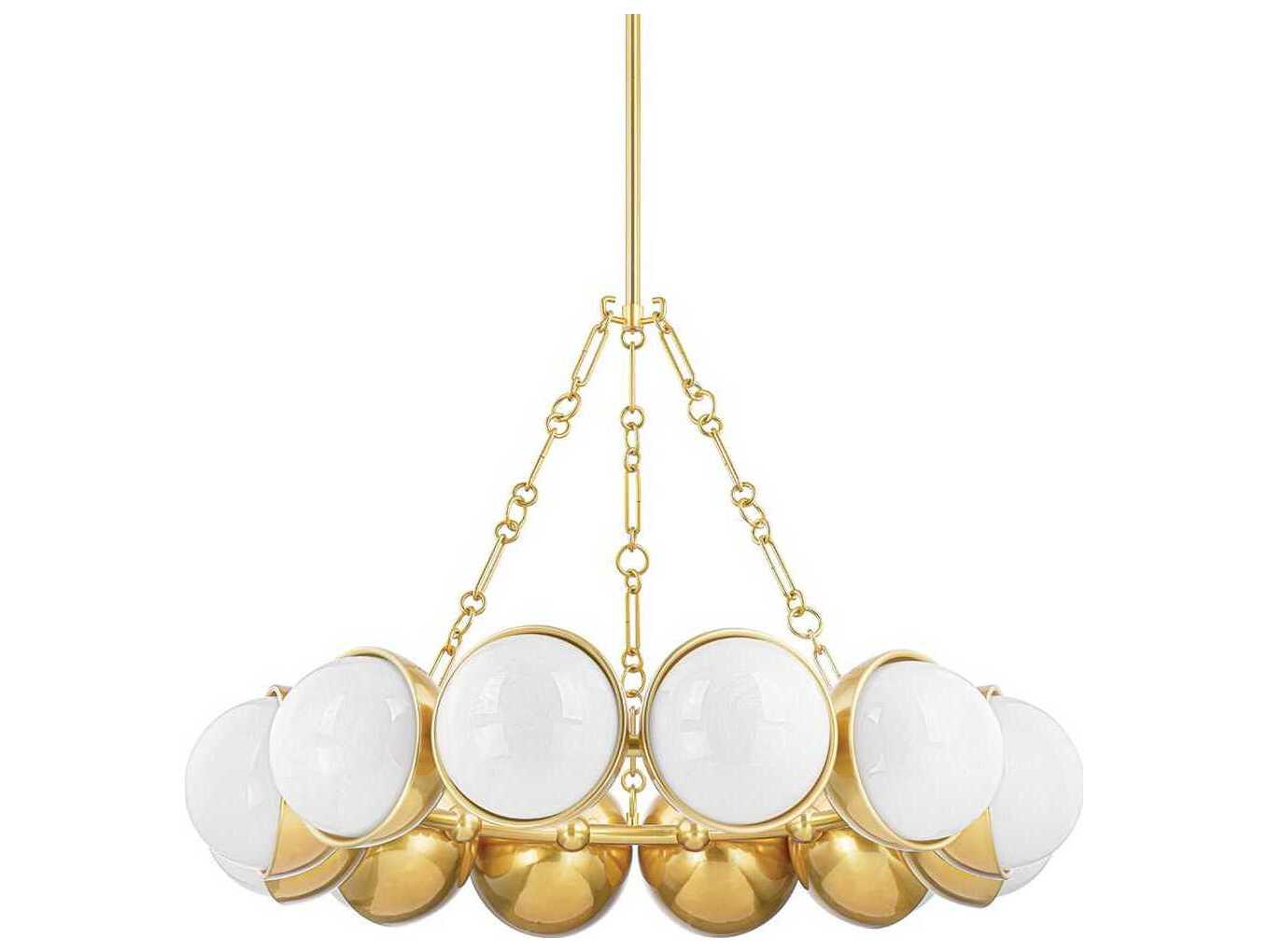 Corbett Lighting Althea 12-Light Vintage Polished Brass Glass Globe Chandelier