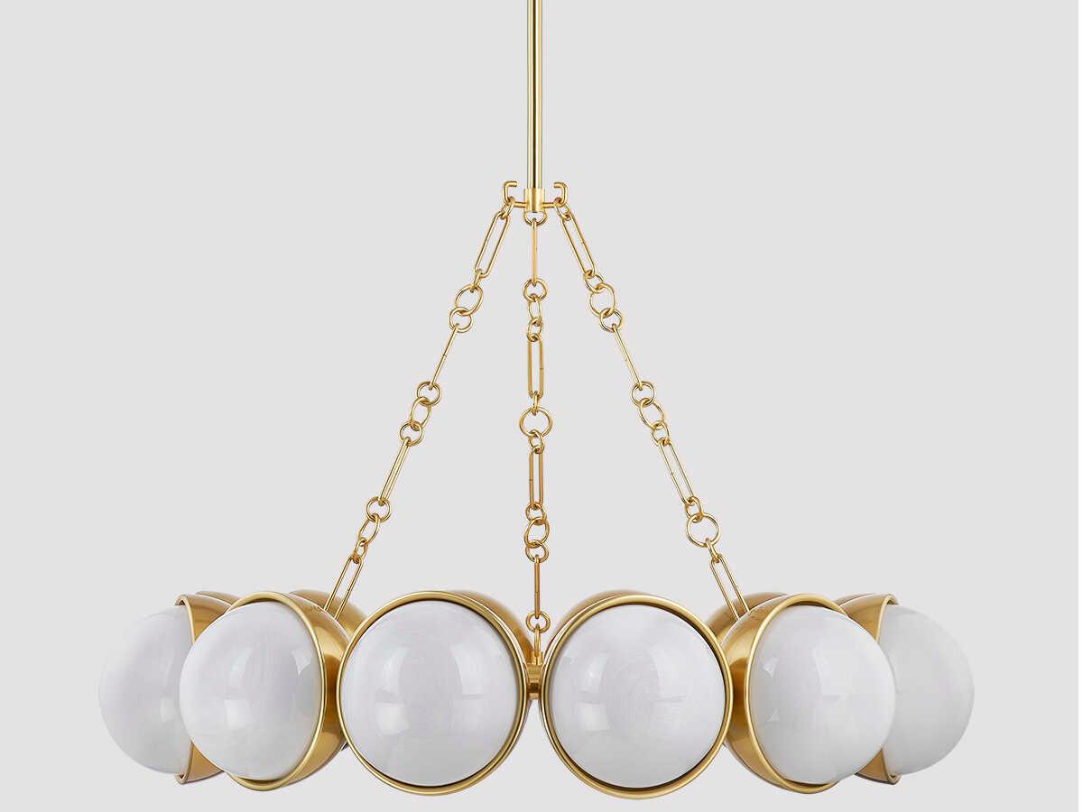 Corbett Lighting Althea 12-Light Vintage Polished Brass Glass Globe Chandelier