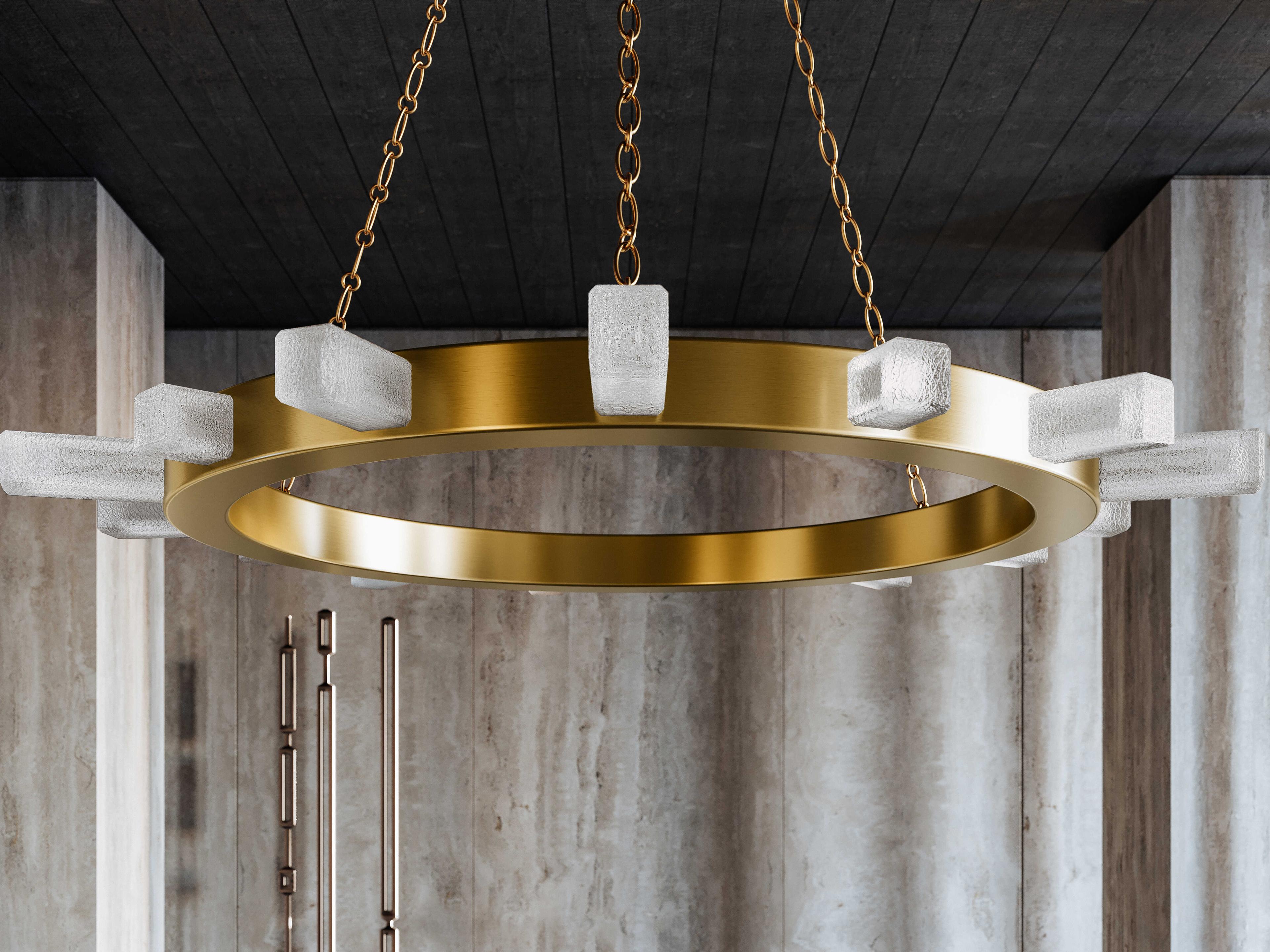 Corbett Lighting Citrine 15-Light Vintage Brass Glass LED Round Chandelier