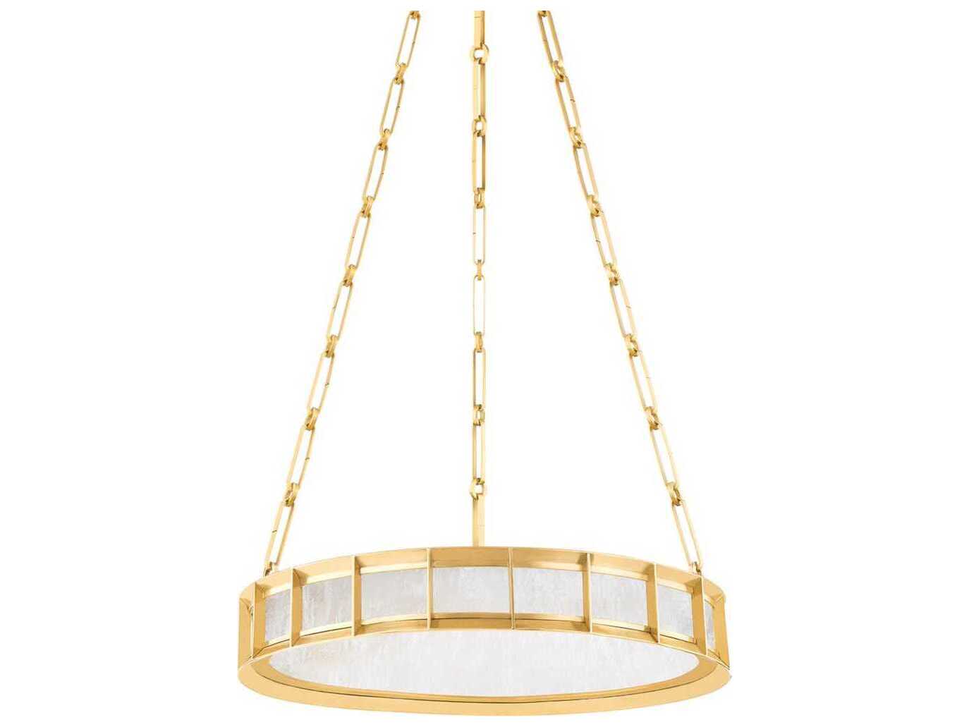 Corbett Lighting Leda 1-Light Vintage Brass Glass LED Round Pendant