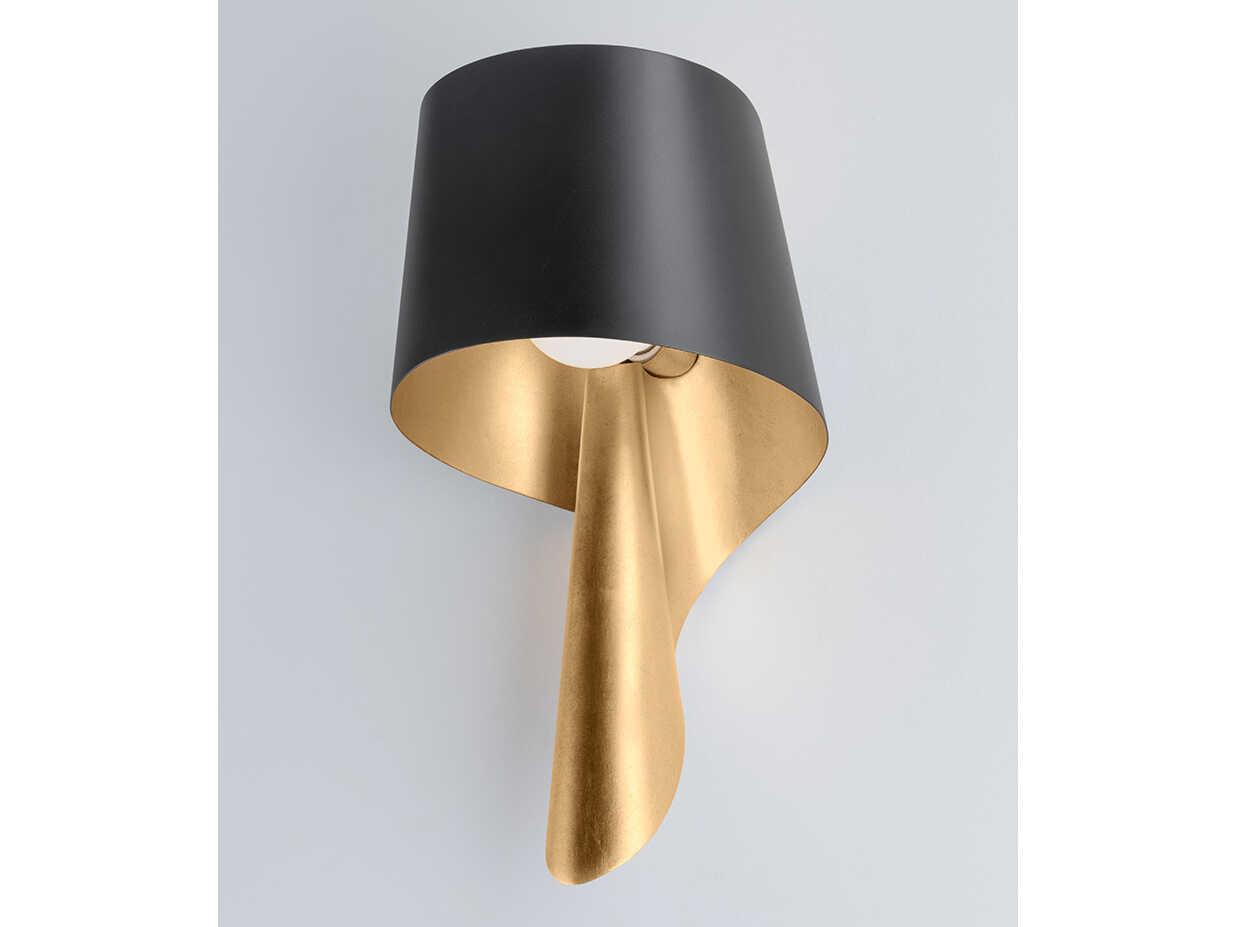 Corbett Lighting Lucia 1-Light Vintage Gold Leaf Soft Black Wall Sconce