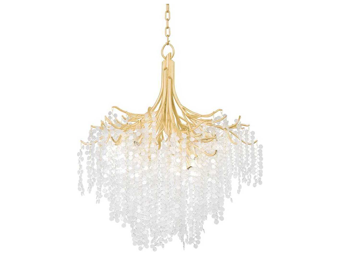 Corbett Lighting Genoa 9-Light Gold Leaf Glass Candelabra Chandelier
