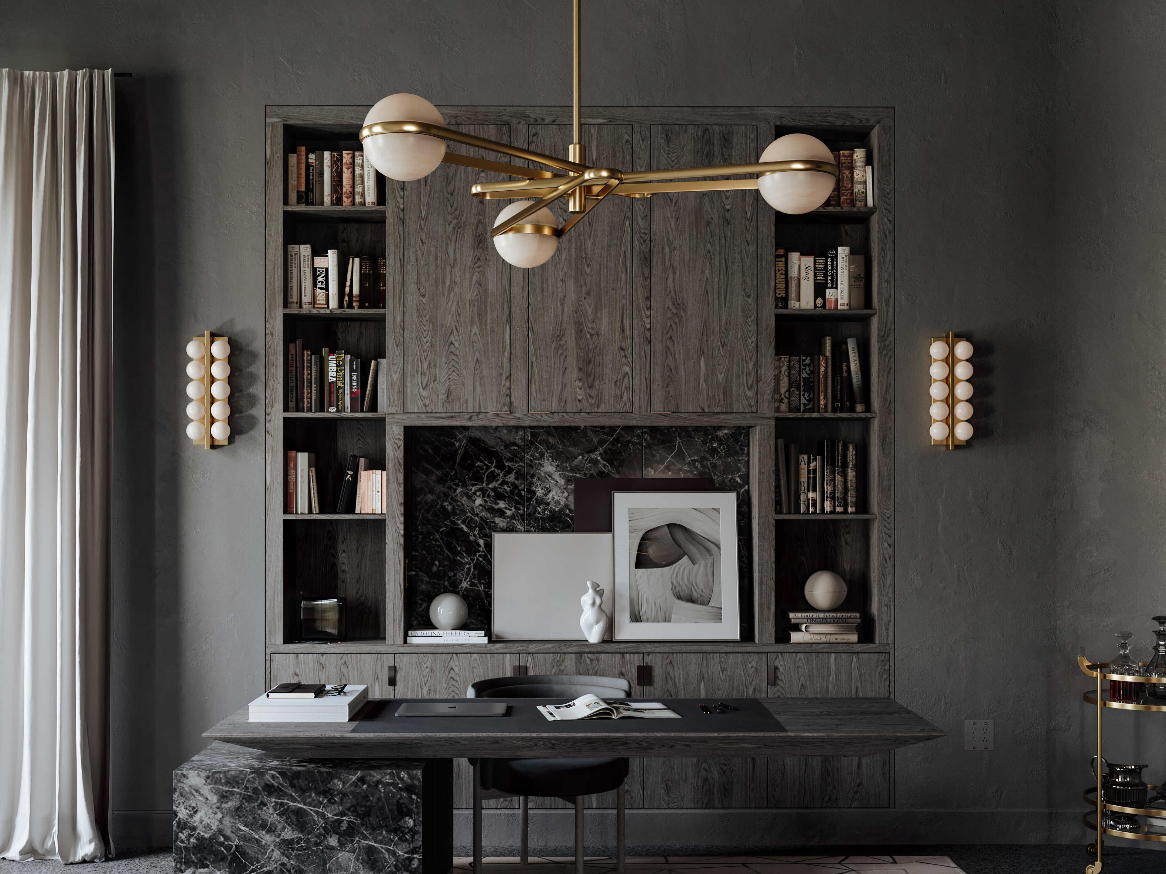 Corbett Lighting Kyomi 6-Light Vintage Brass Glass LED Globe Chandelier