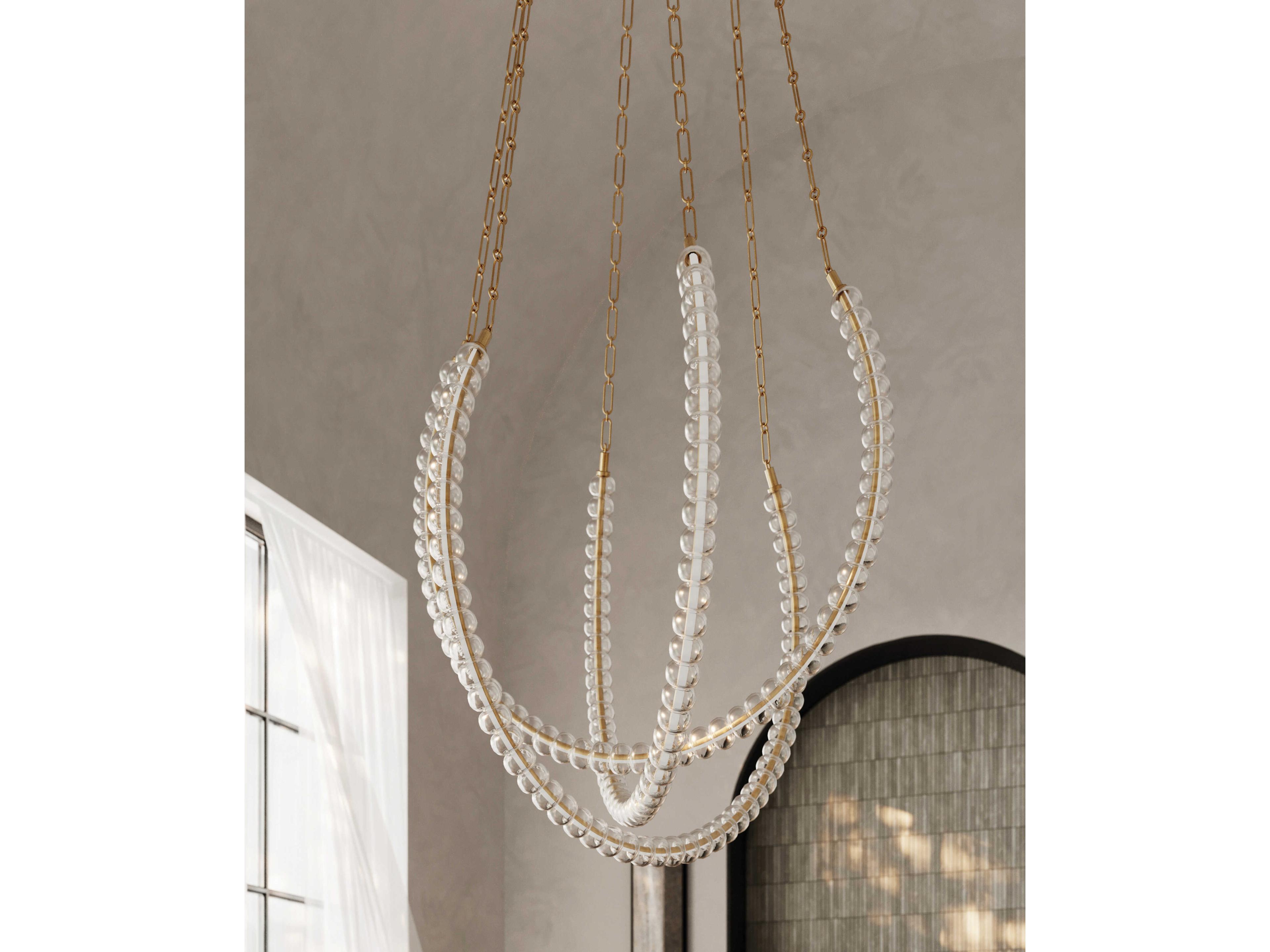 Corbett Lighting Celeste 3-Light Vintage Brass Glass LED Pendant