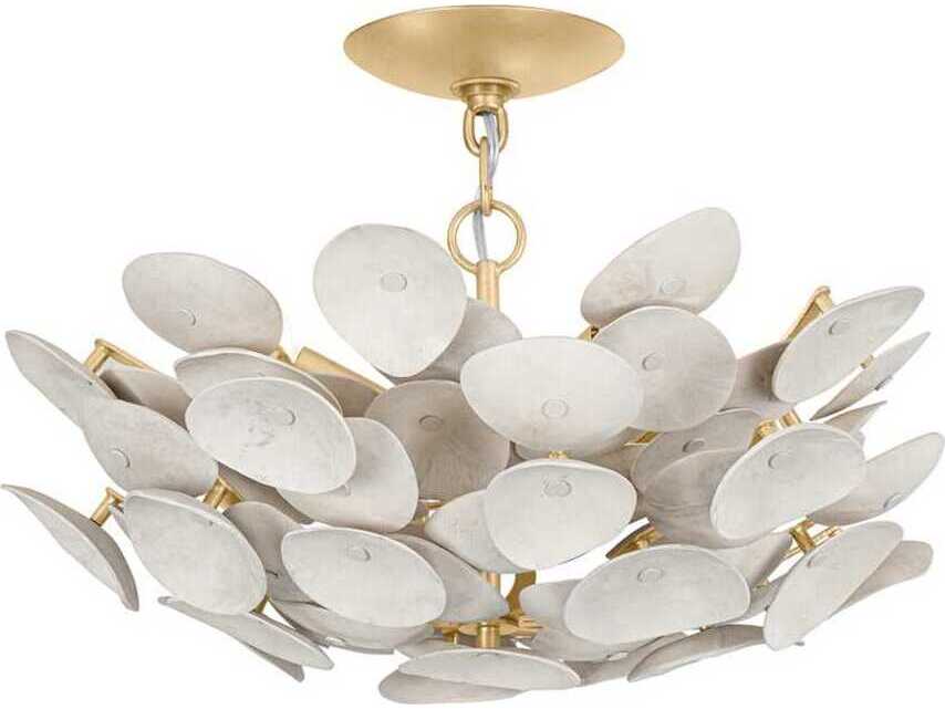 Corbett Lighting Aimi 3-Light Vintage Gold Leaf Semi Flush Mount