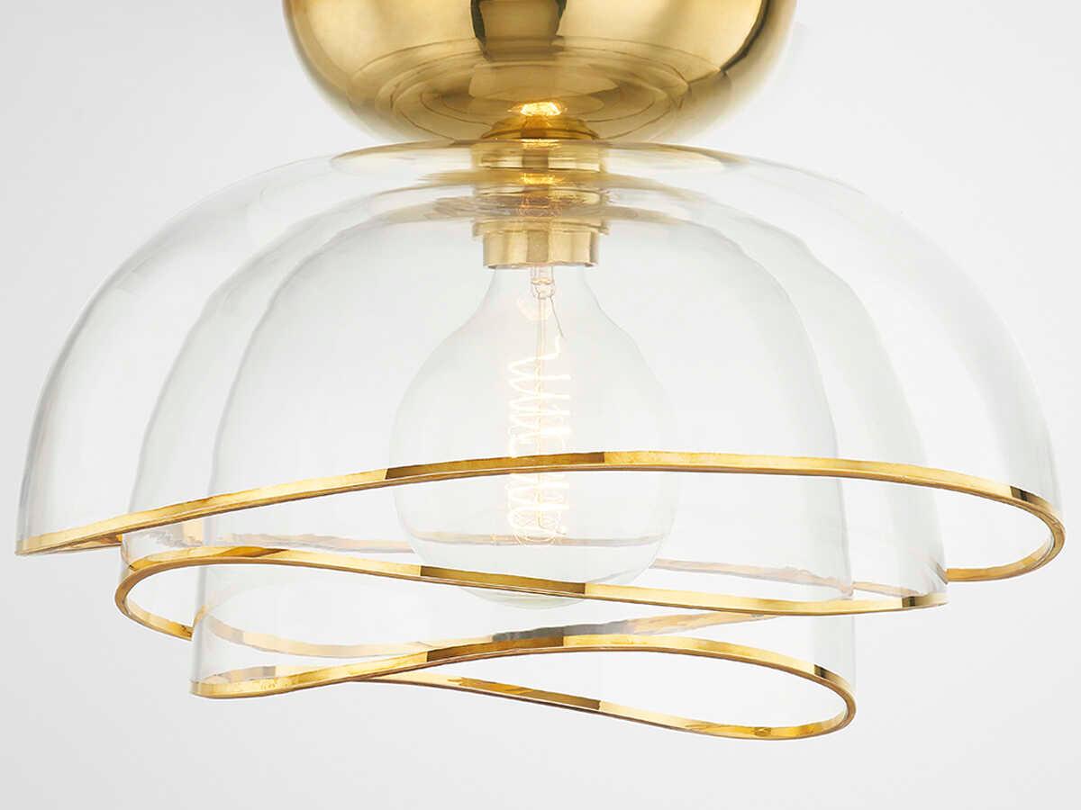 Corbett Lighting Esme 1-Light Vintage Polished Brass Glass Dome Flush Mount