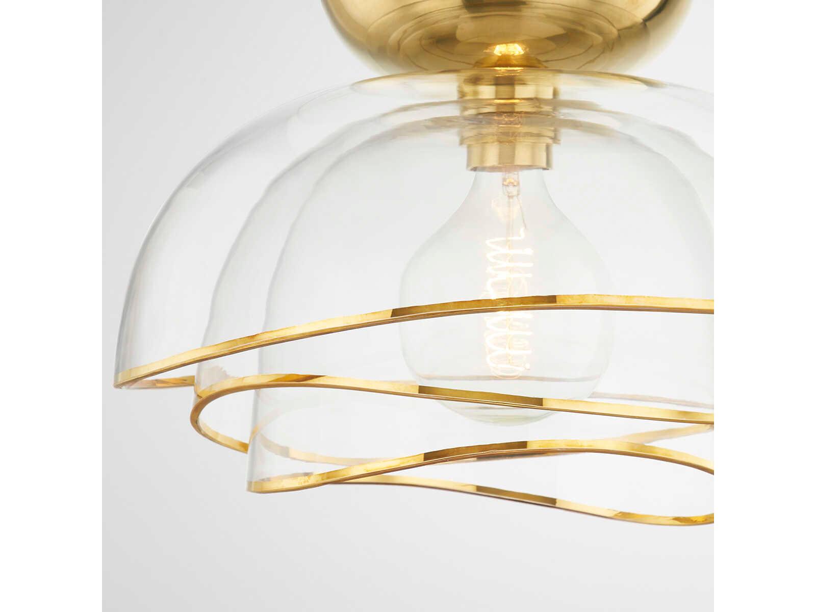 Corbett Lighting Esme 1-Light Vintage Polished Brass Glass Dome Flush Mount