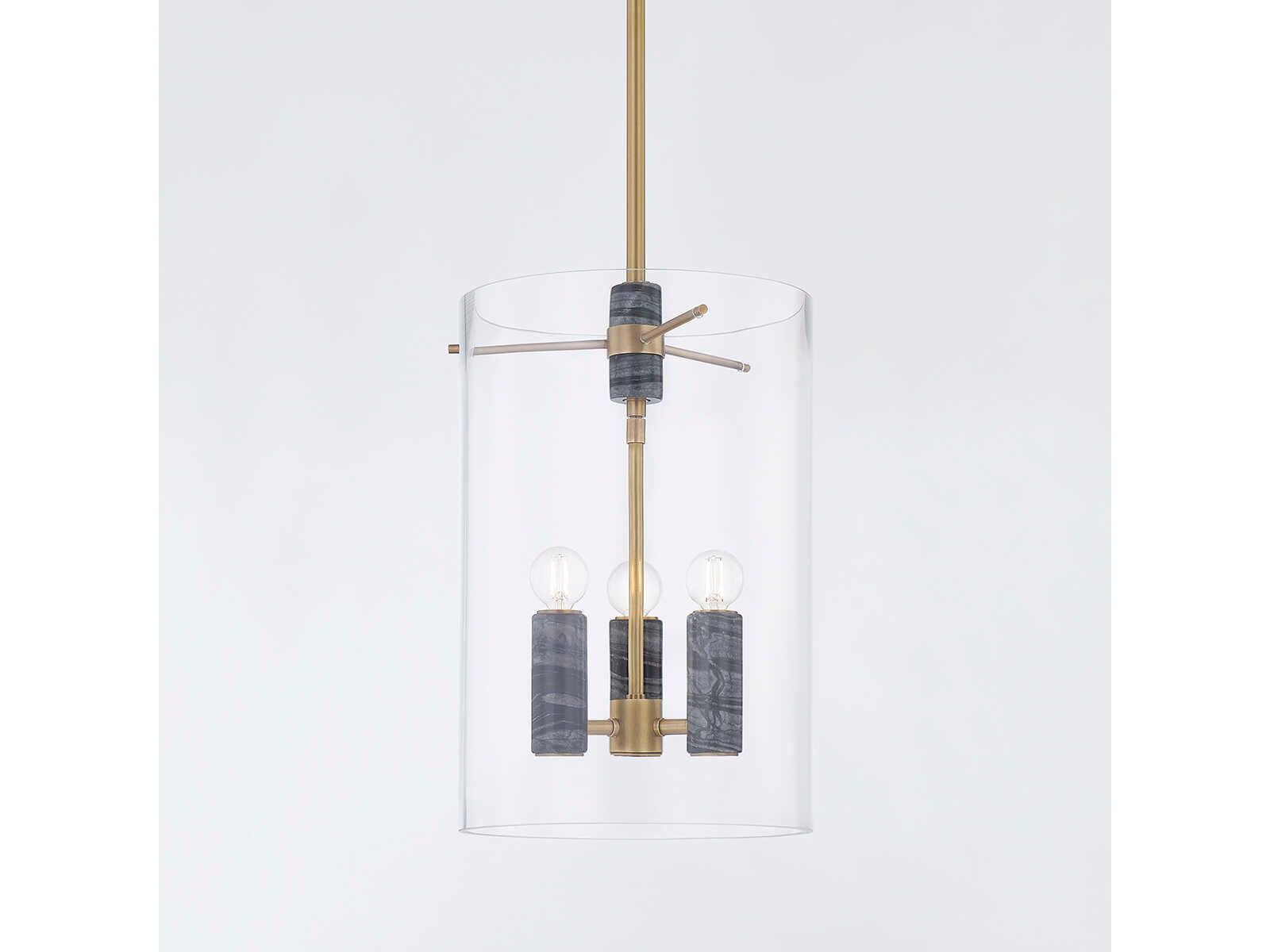 Corbett Lighting Adonis 3-Light Vintage Brass Glass Cylinder Mini Pendant