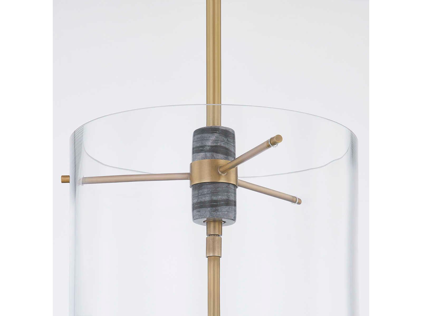 Corbett Lighting Adonis 3-Light Vintage Brass Glass Cylinder Mini Pendant