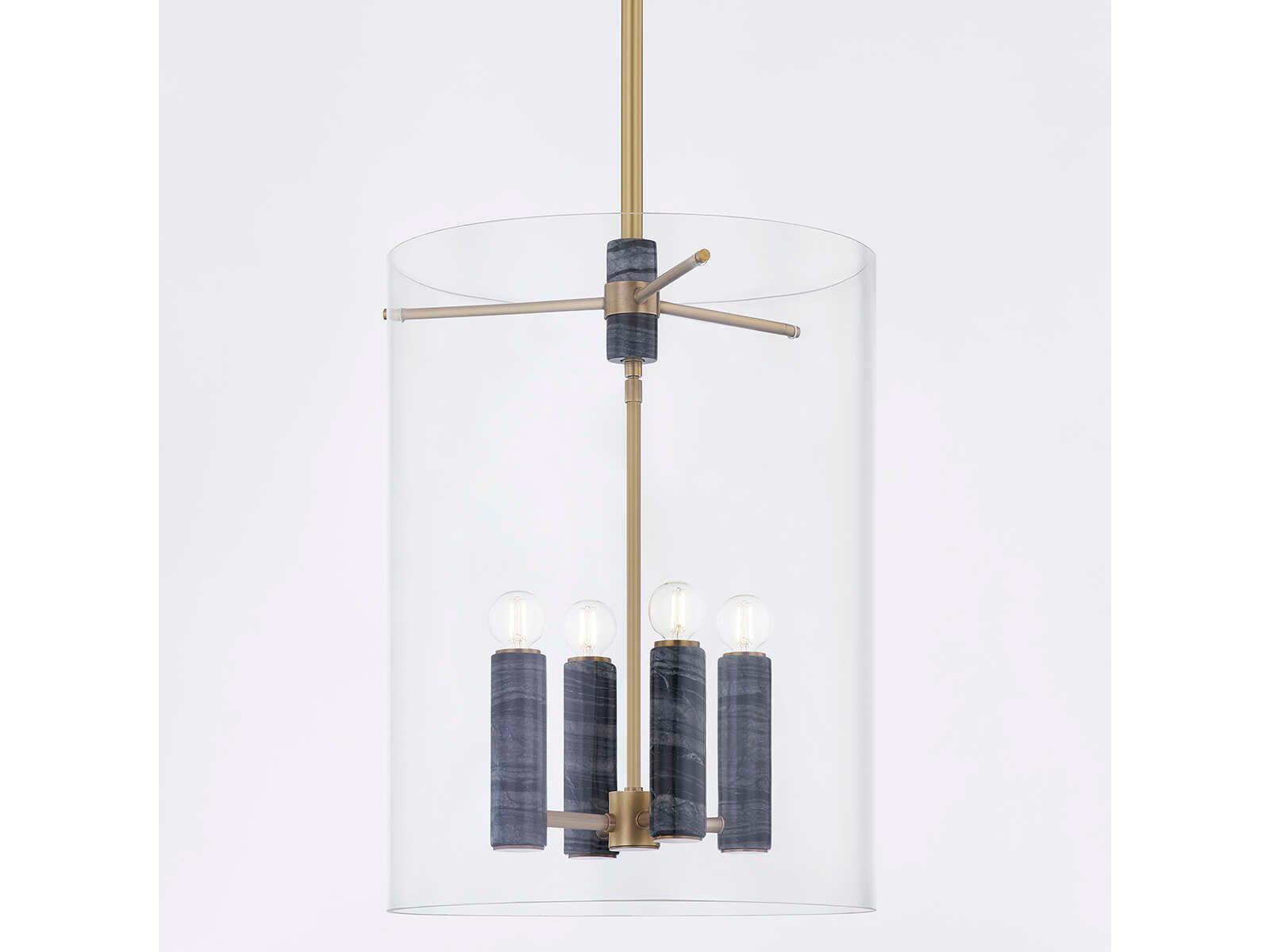 Corbett Lighting Adonis 4-Light Vintage Brass Glass Cylinder Pendant