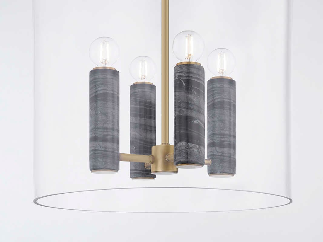 Corbett Lighting Adonis 4-Light Vintage Brass Glass Cylinder Pendant