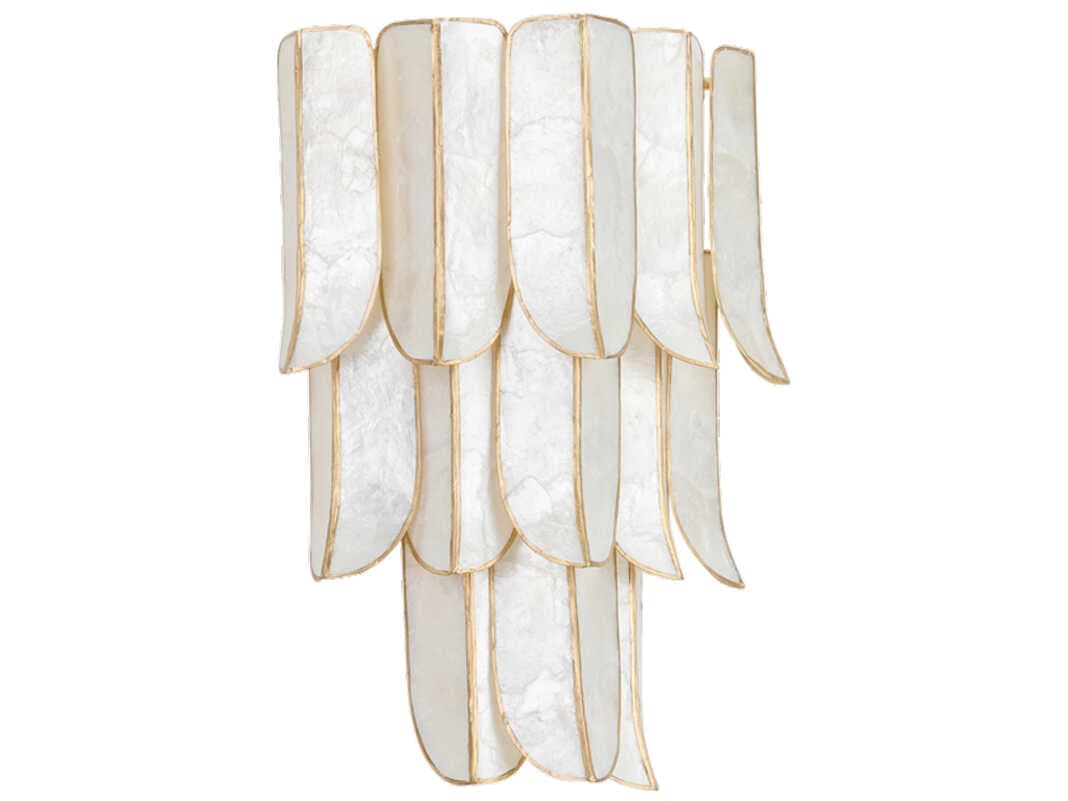 Corbett Lighting Cartagena 3-Light Vintage Gold Leaf White Wall Sconce