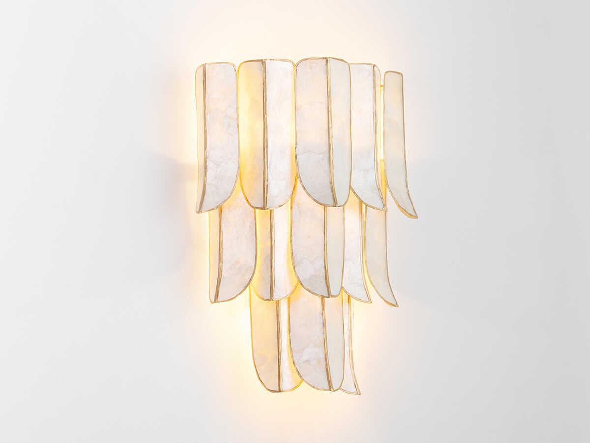 Corbett Lighting Cartagena 3-Light Vintage Gold Leaf White Wall Sconce