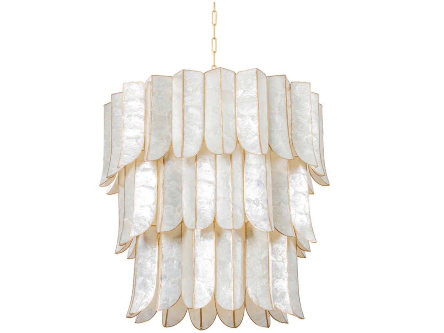 Corbett Lighting Cartagena 16-Light Vintage Gold Leaf White Candelabra Tiered Chandelier