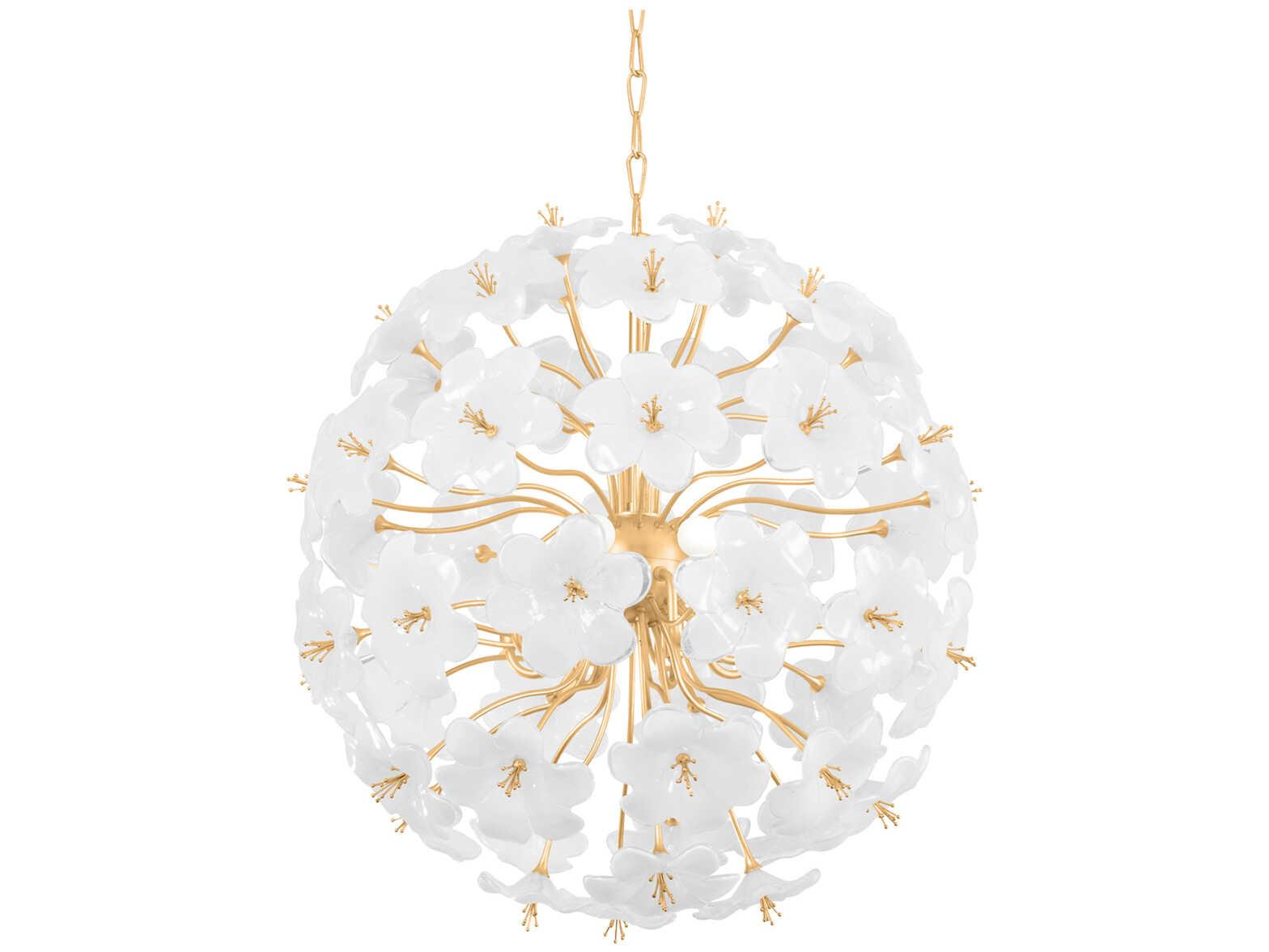 Corbett Lighting Hygea 8-Light Gold Leaf White Sputnik Pendant
