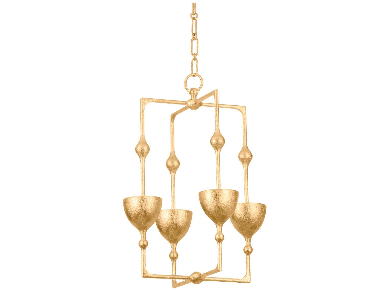 Corbett Lighting Antalya 4-Light Vintage Gold Leaf Geometric Pendant