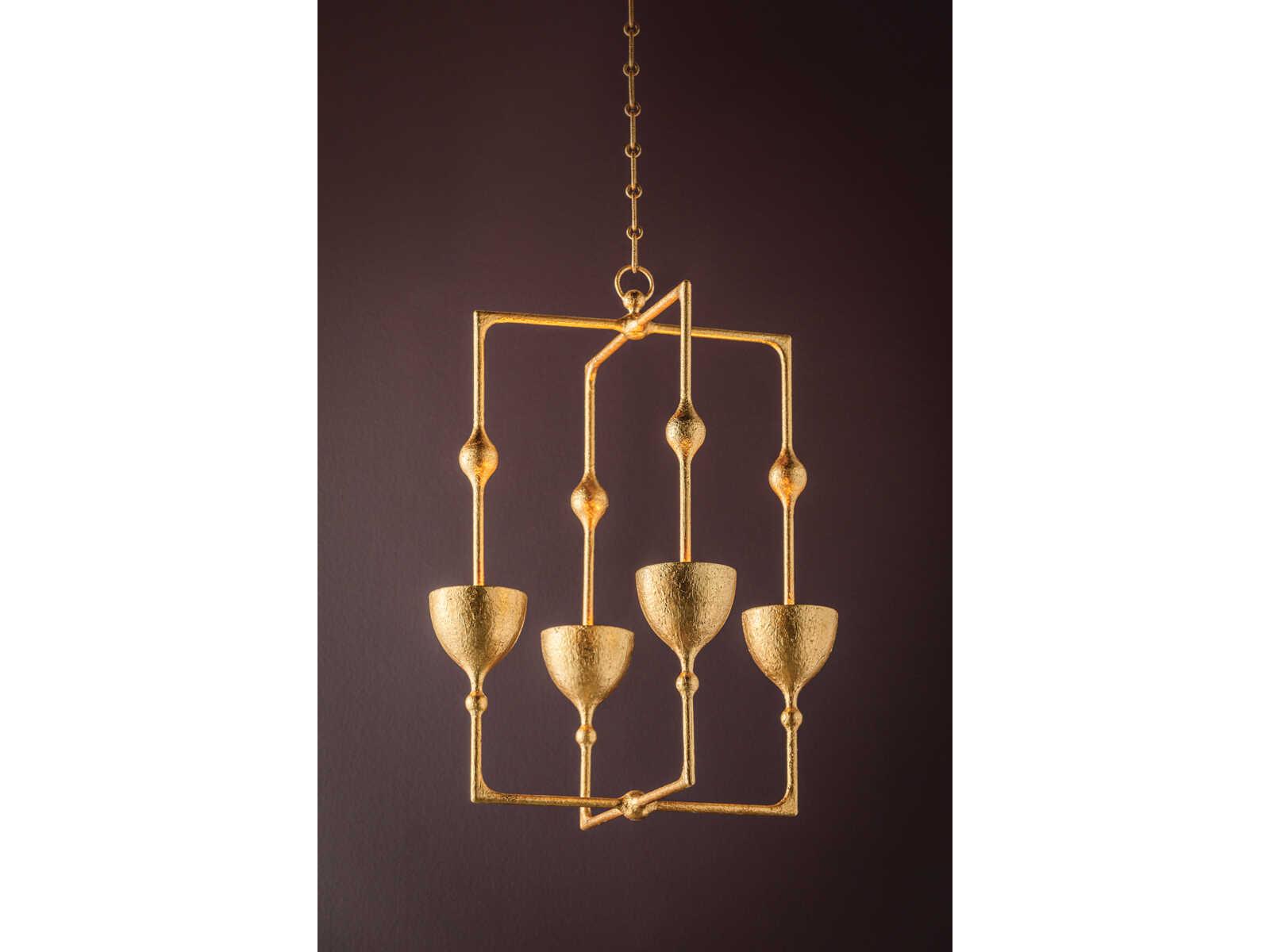 Corbett Lighting Antalya 4-Light Vintage Gold Leaf Geometric Pendant