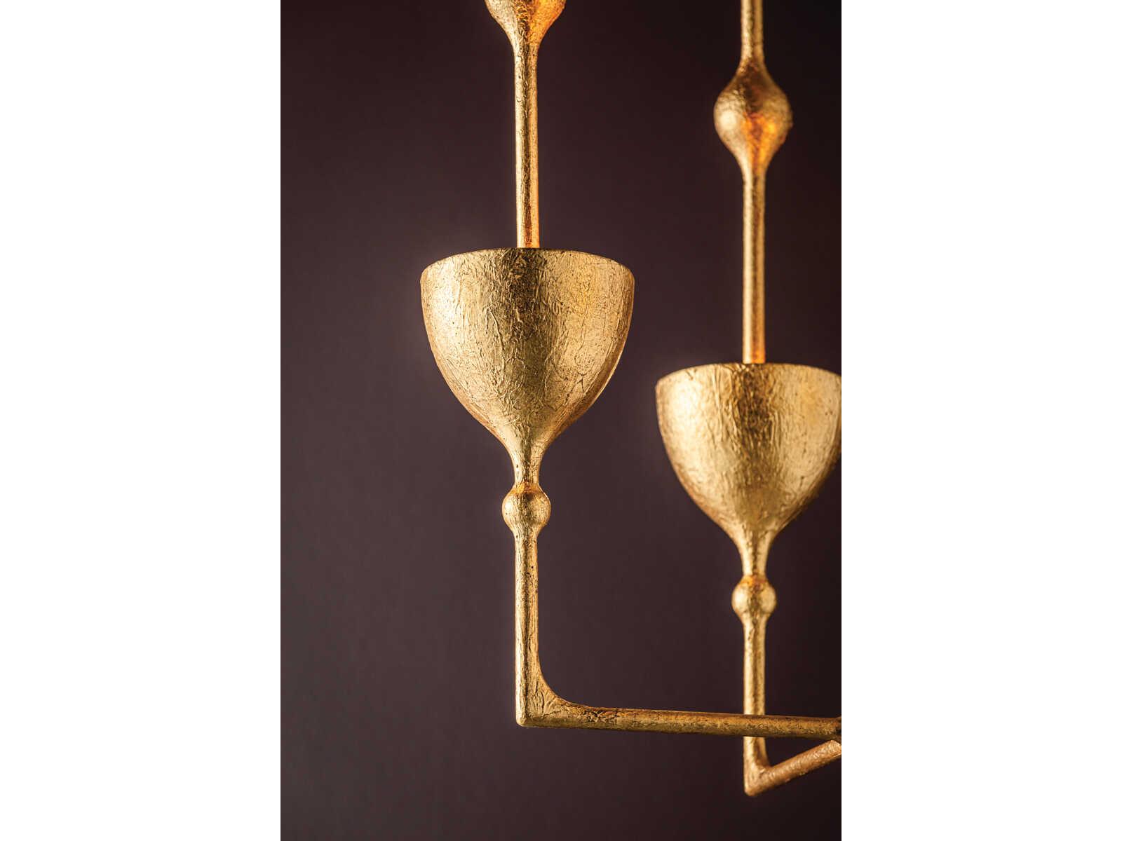 Corbett Lighting Antalya 4-Light Vintage Gold Leaf Geometric Pendant