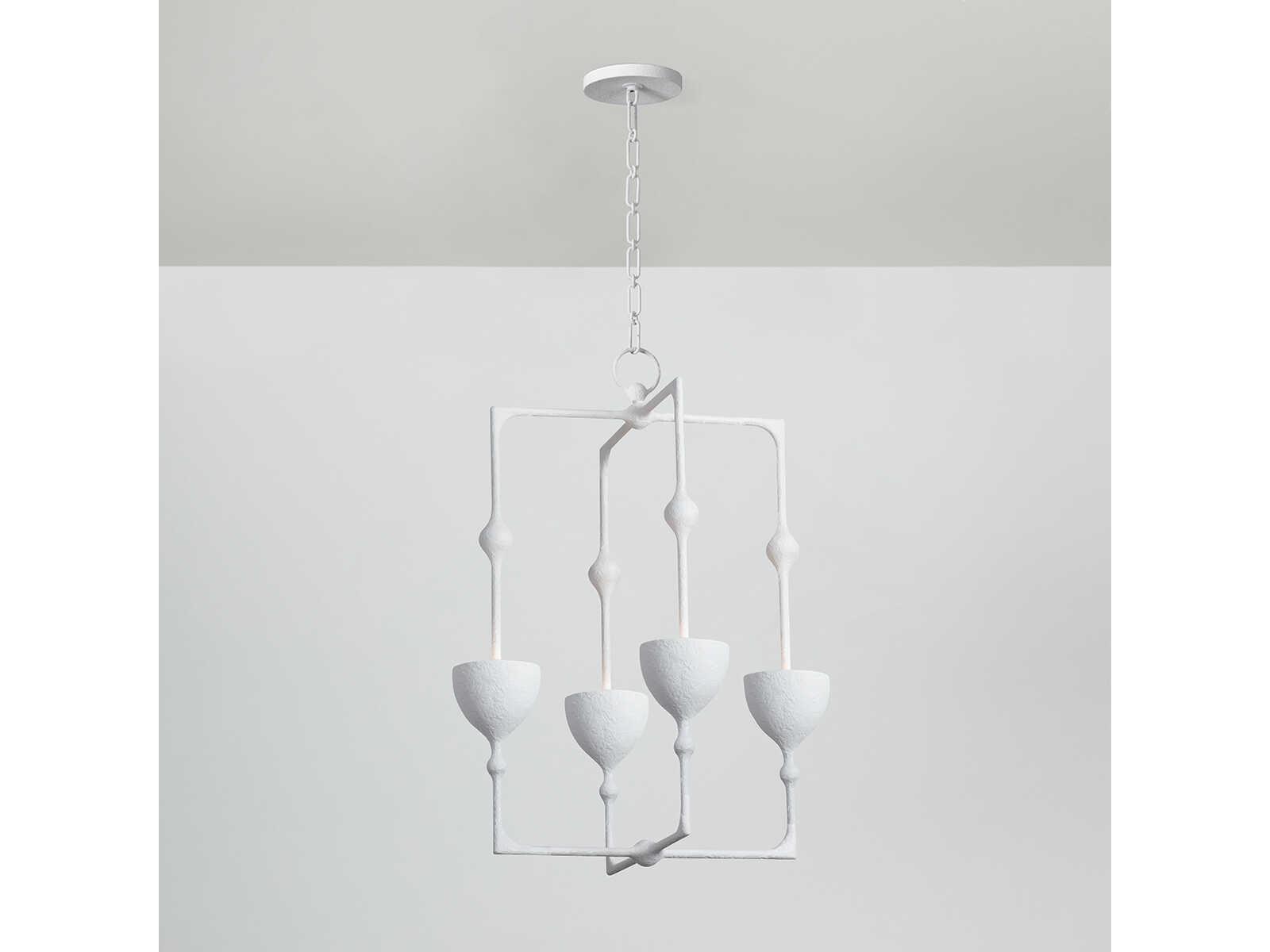 Corbett Lighting Antalya 4-Light Gesso White Geometric Pendant