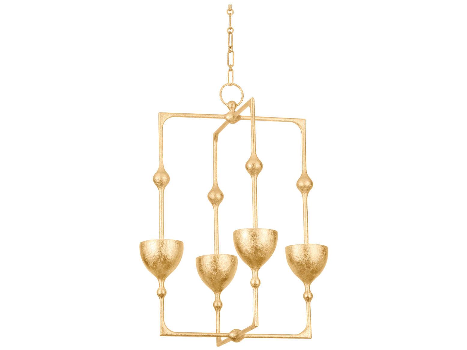 Corbett Lighting Antalya 4-Light Vintage Gold Leaf Geometric Pendant