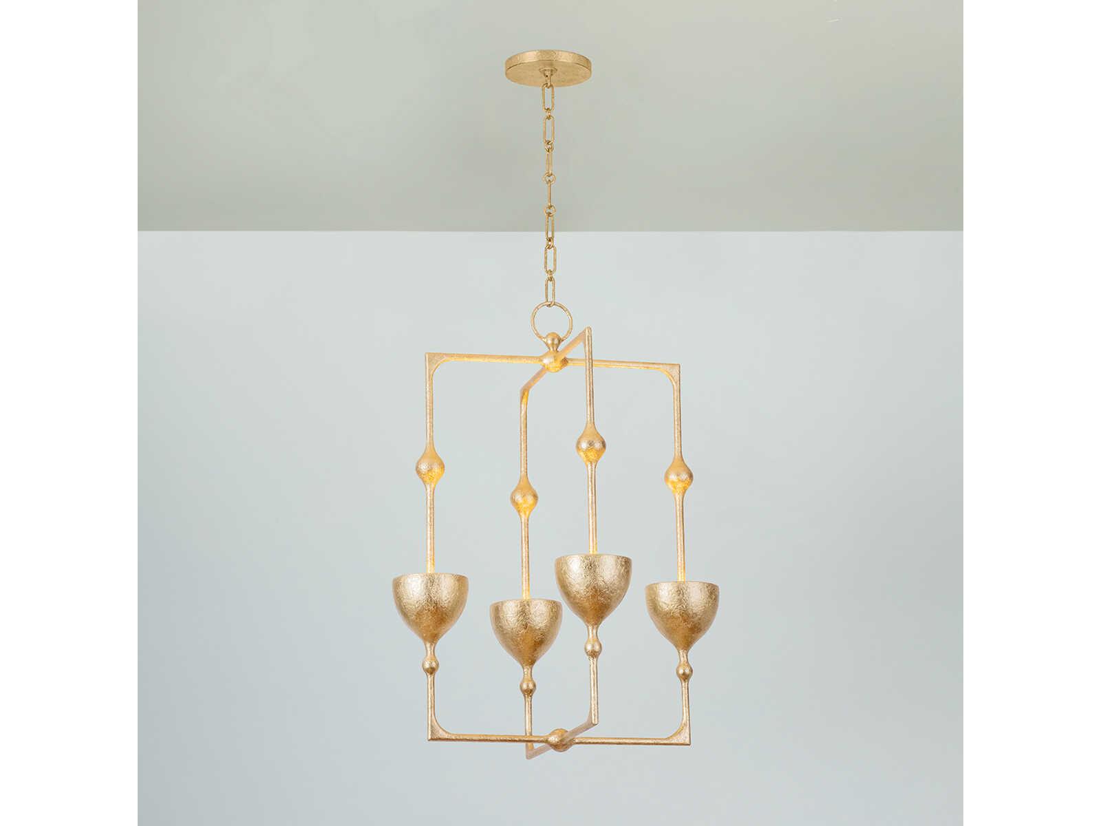 Corbett Lighting Antalya 4-Light Vintage Gold Leaf Geometric Pendant