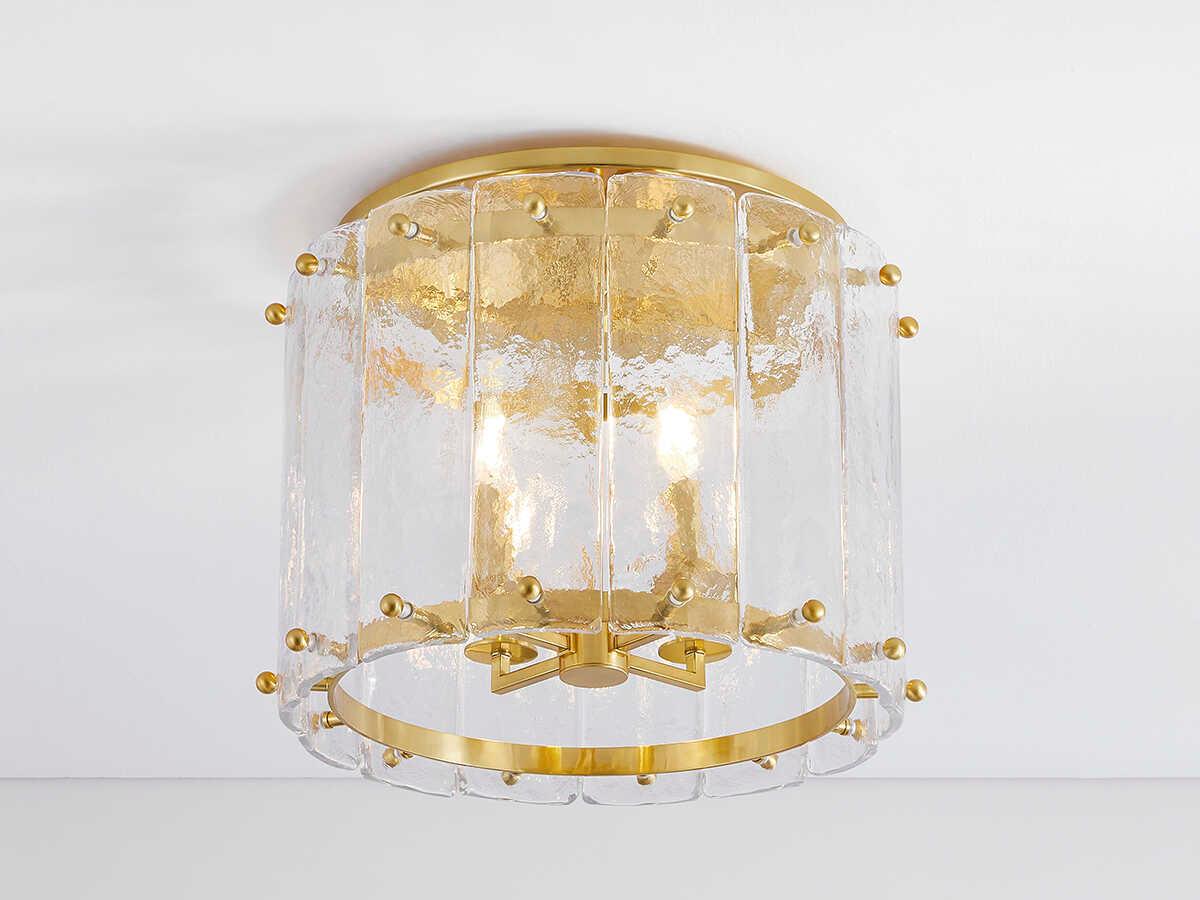 Corbett Lighting Rio 4-Light Vintage Polished Brass Cylinder Flush Mount