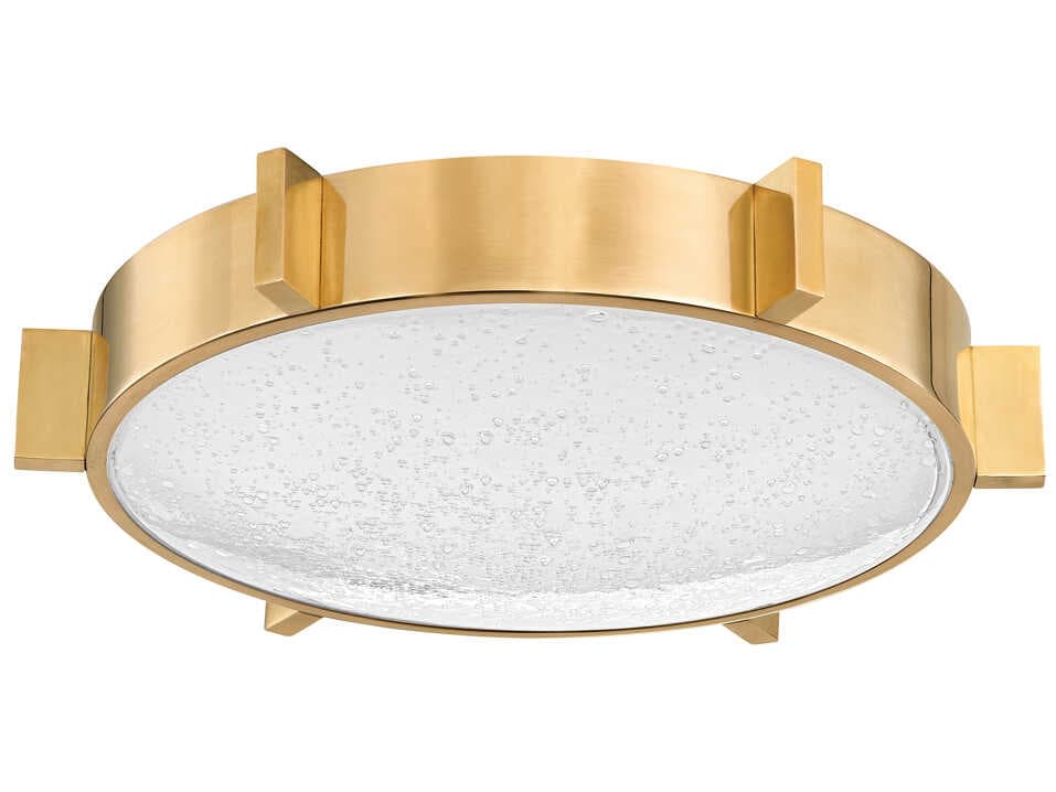 Corbett Lighting Ansonia 1-Light Vintage Brass Round Flush Mount