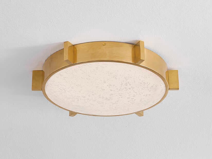 Corbett Lighting Ansonia 1-Light Vintage Brass Round Flush Mount