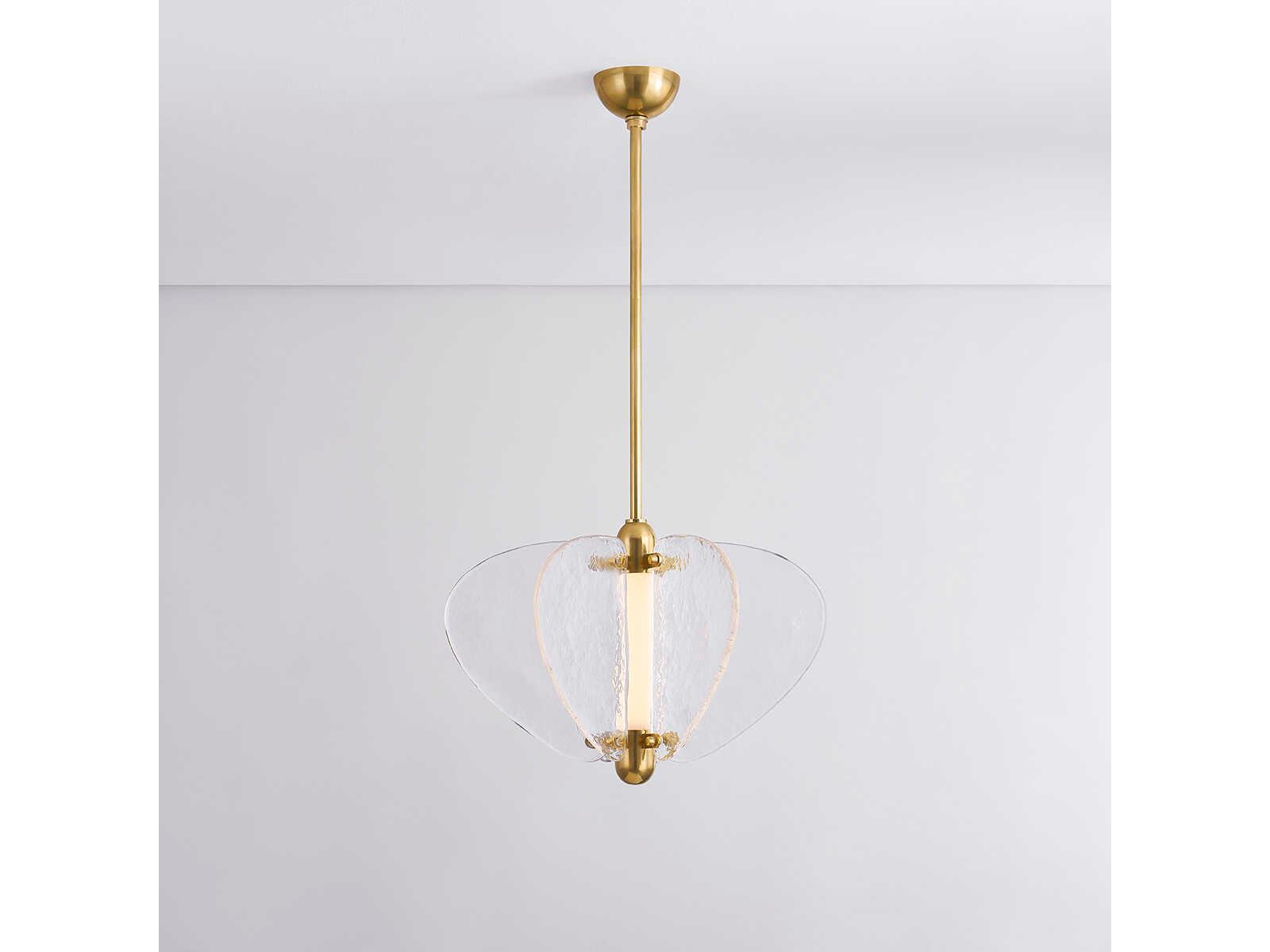 Corbett Lighting Freya 1-Light Vintage Brass Clear Geometric Pendant