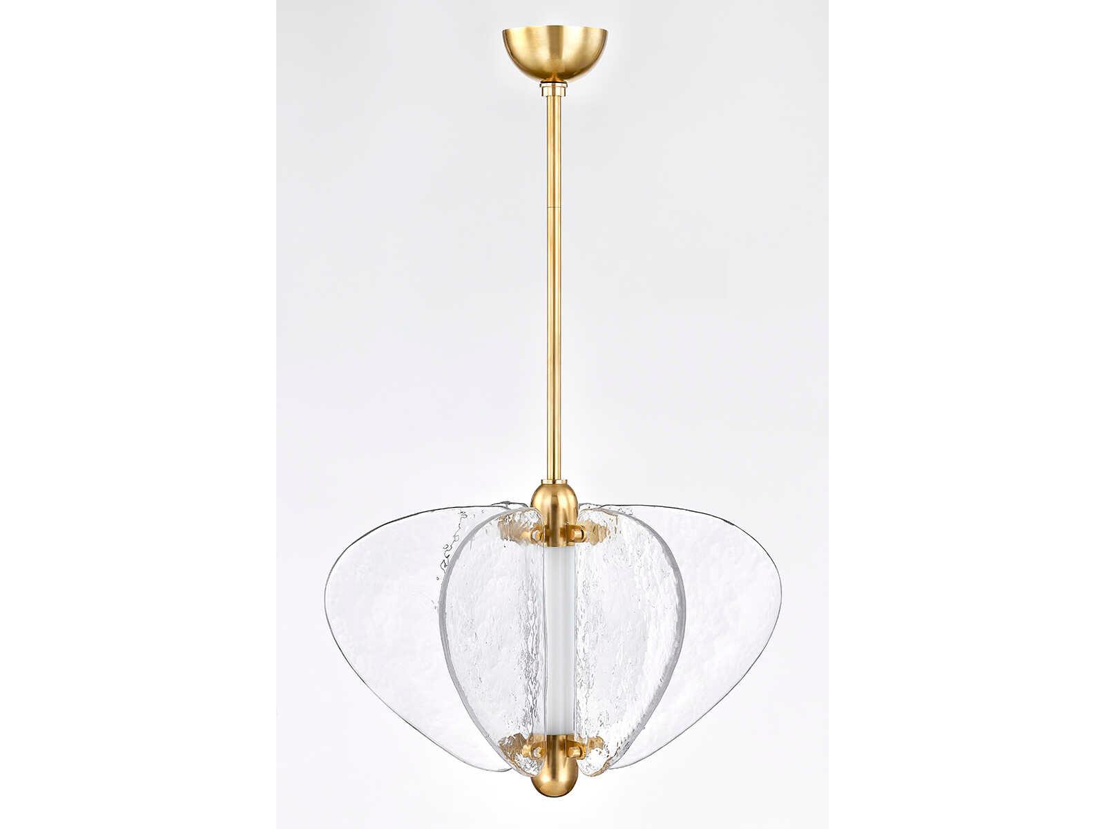 Corbett Lighting Freya 1-Light Vintage Brass Clear Geometric Pendant