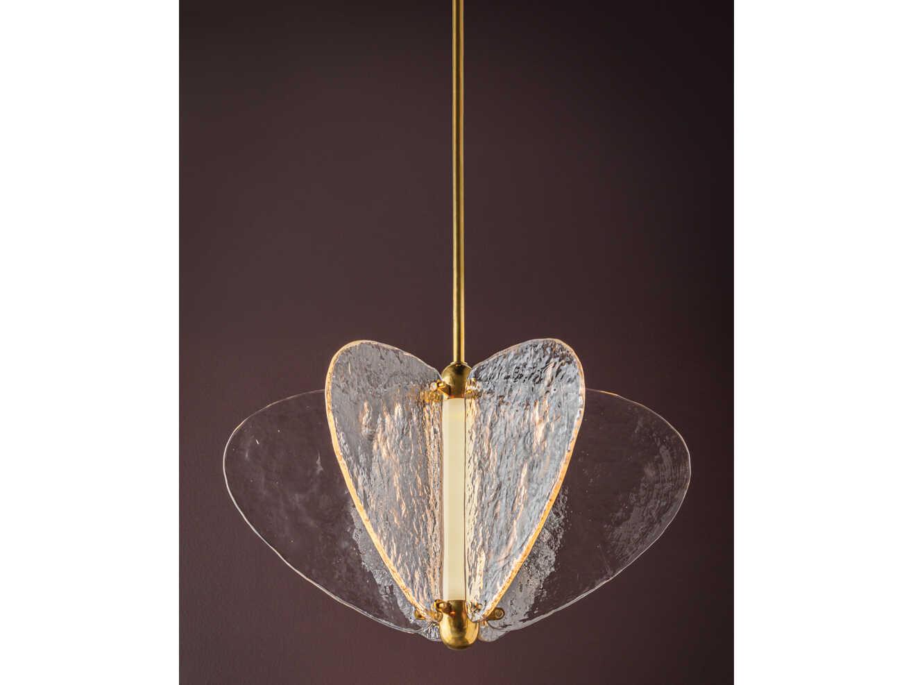 Corbett Lighting Freya 1-Light Vintage Brass Clear Geometric Pendant