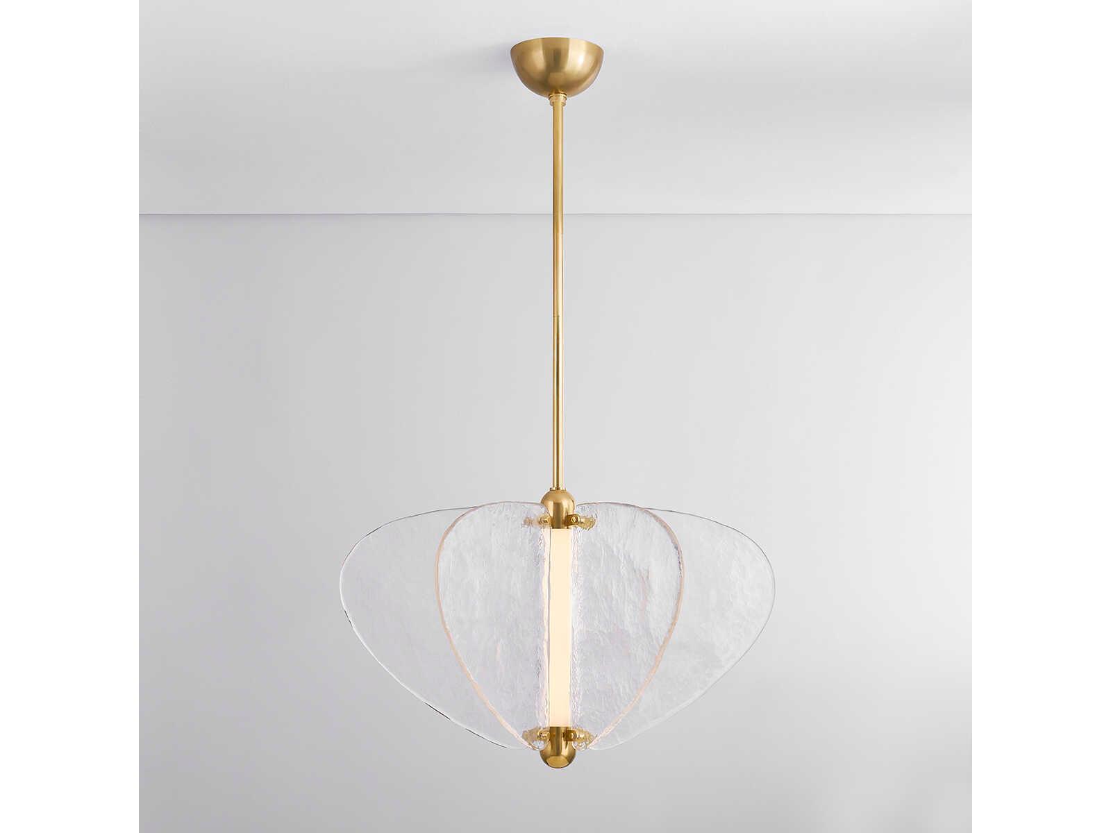 Corbett Lighting Freya 1-Light Vintage Brass Clear Geometric Pendant