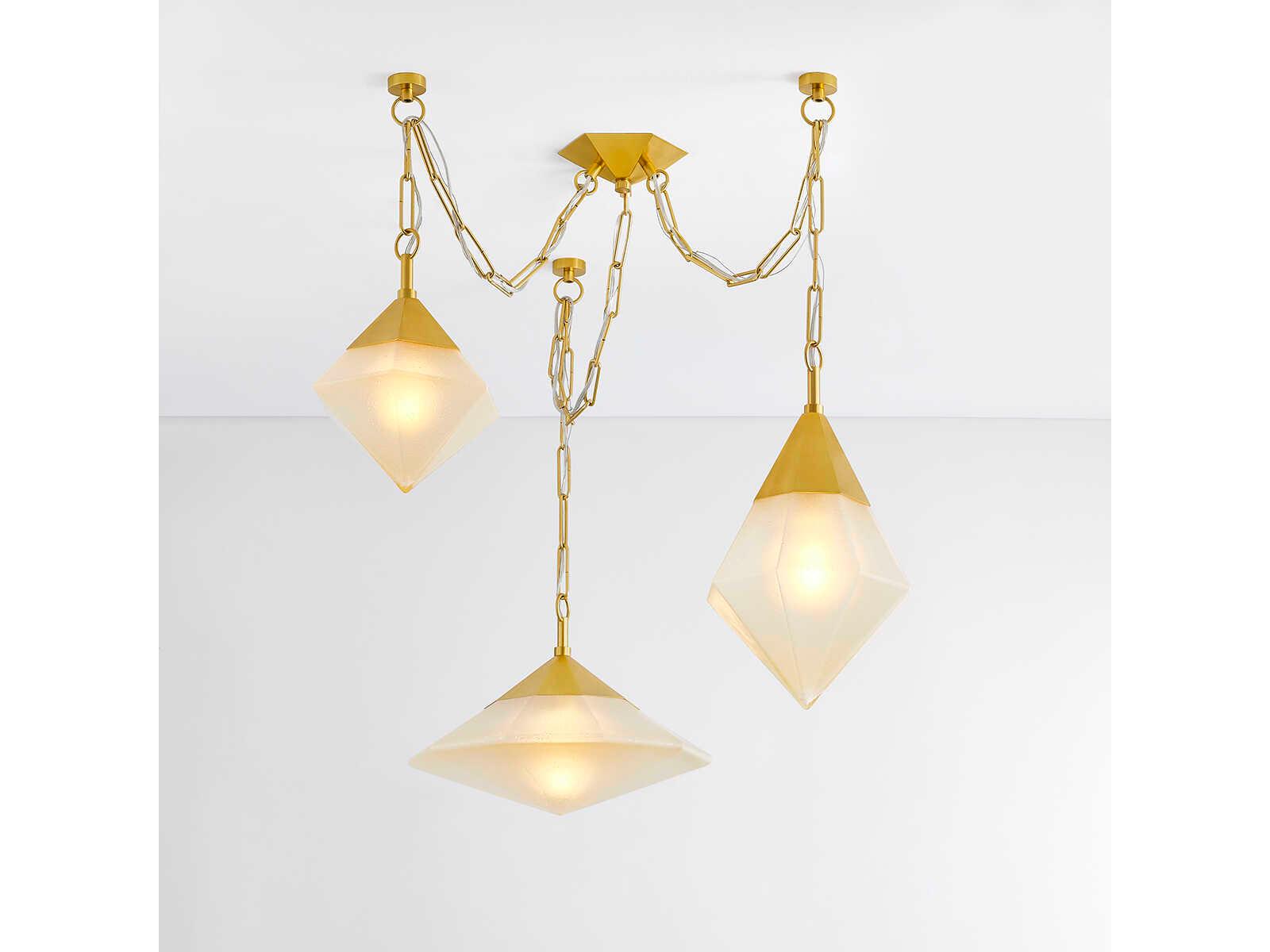 Corbett Lighting Angelique 3-Light Vintage Polished Brass Geometric Chandelier