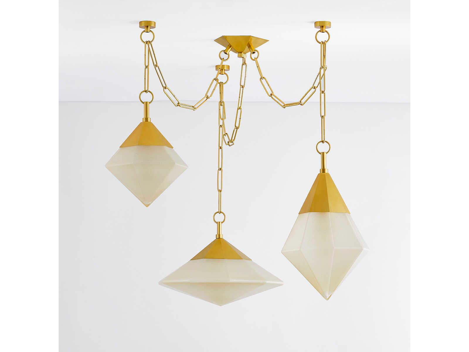 Corbett Lighting Angelique 3-Light Vintage Polished Brass Geometric Chandelier