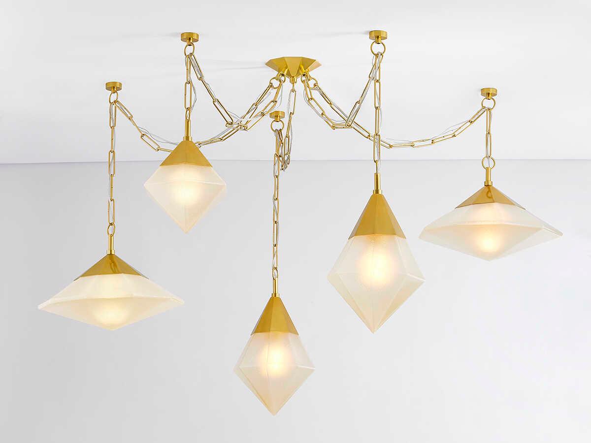 Corbett Lighting Angelique 5-Light Vintage Polished Brass Geometric Chandelier