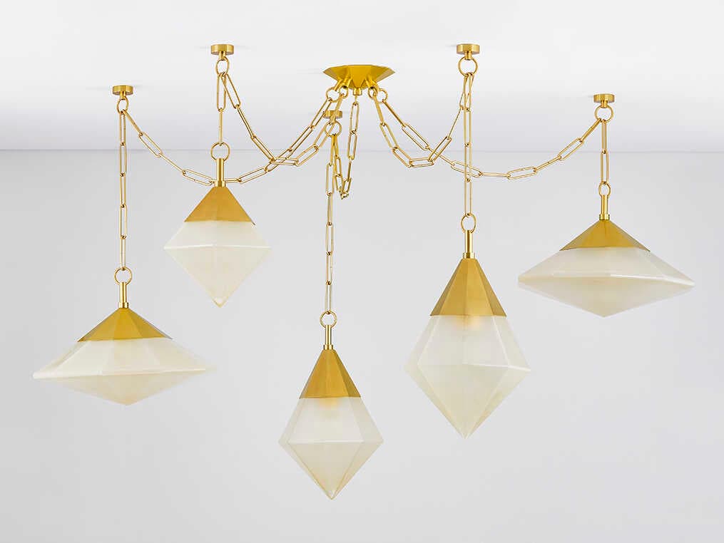 Corbett Lighting Angelique 5-Light Vintage Polished Brass Geometric Chandelier