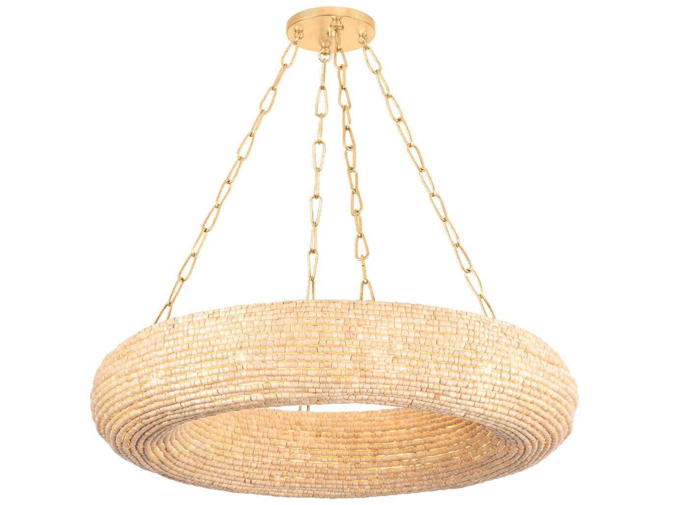 Corbett Lighting Lure 10-Light Vintage Gold Leaf Candelabra Round Chandelier