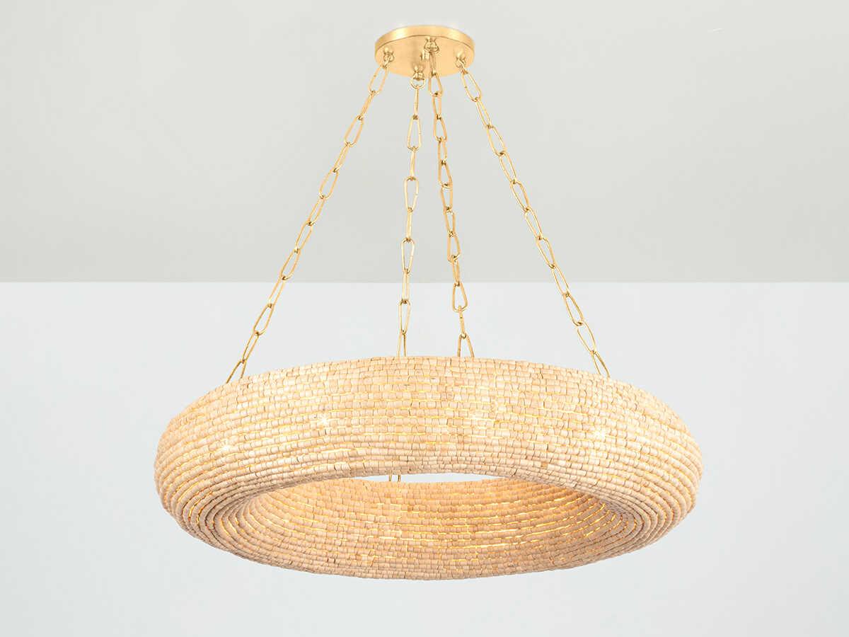 Corbett Lighting Lure 10-Light Vintage Gold Leaf Candelabra Round Chandelier