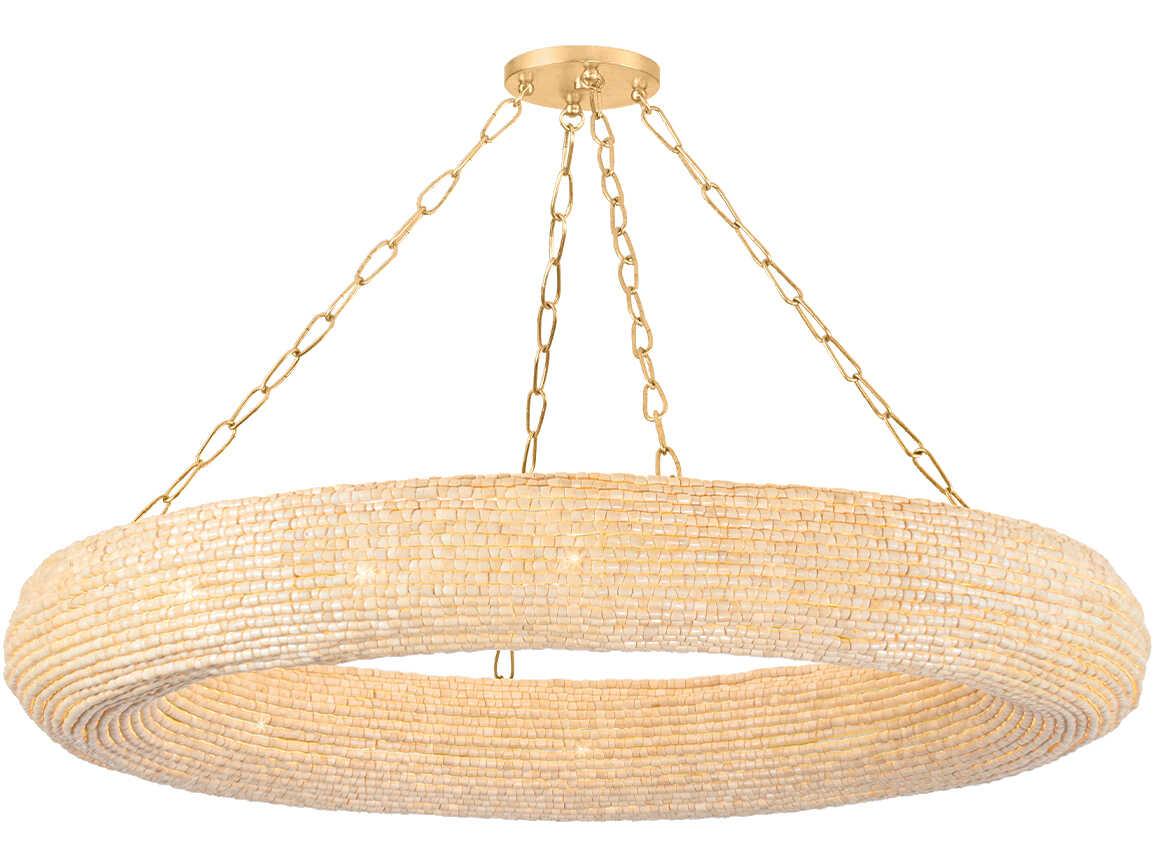 Corbett Lighting Lure 16-Light Vintage Gold Leaf Candelabra Round Chandelier