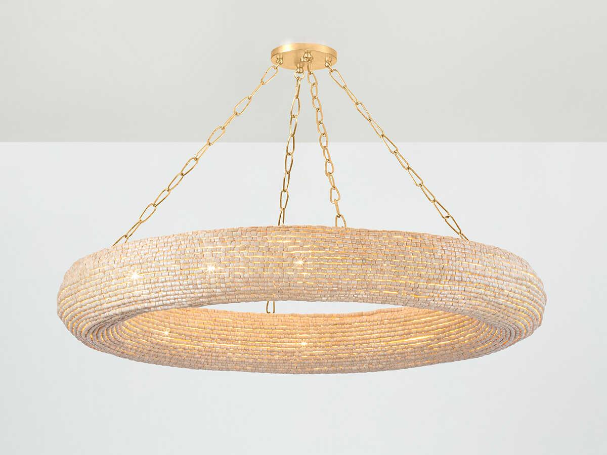 Corbett Lighting Lure 16-Light Vintage Gold Leaf Candelabra Round Chandelier