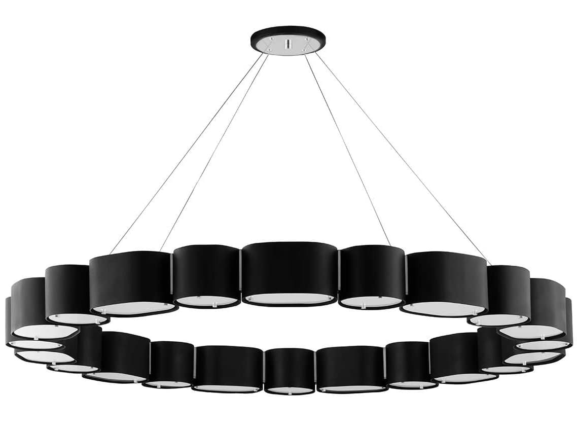 Corbett Lighting Opal 22-Light Soft Black Stainless Steel Glass Round Pendant