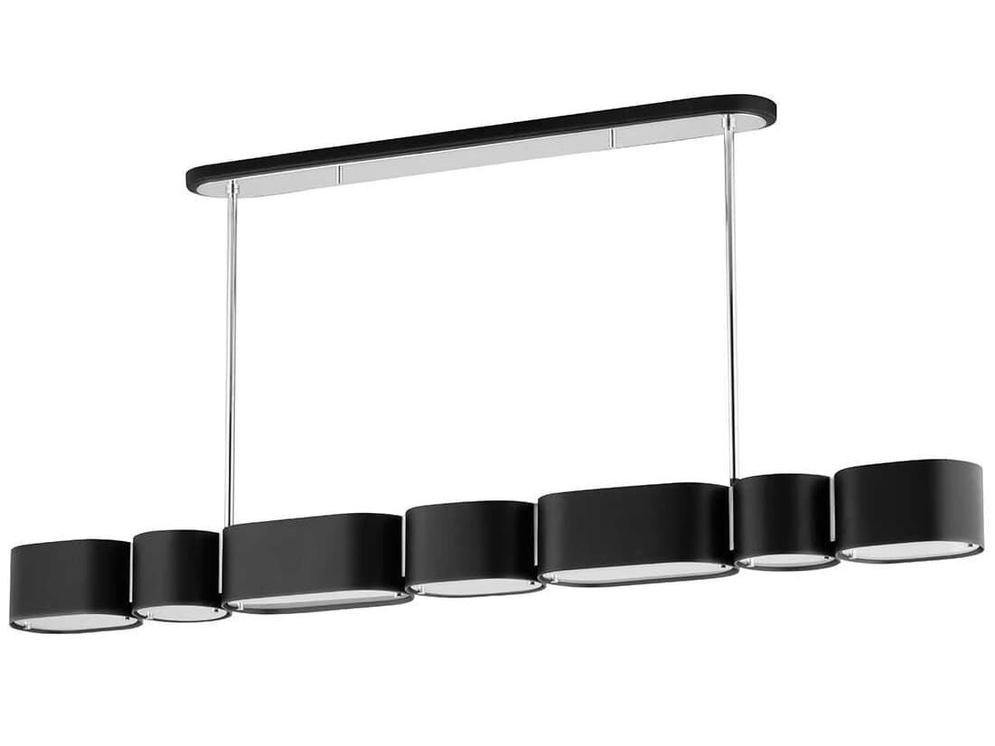 Corbett Lighting Opal 7-Light Soft Black Stainless Steel Glass Linear Island Pendant