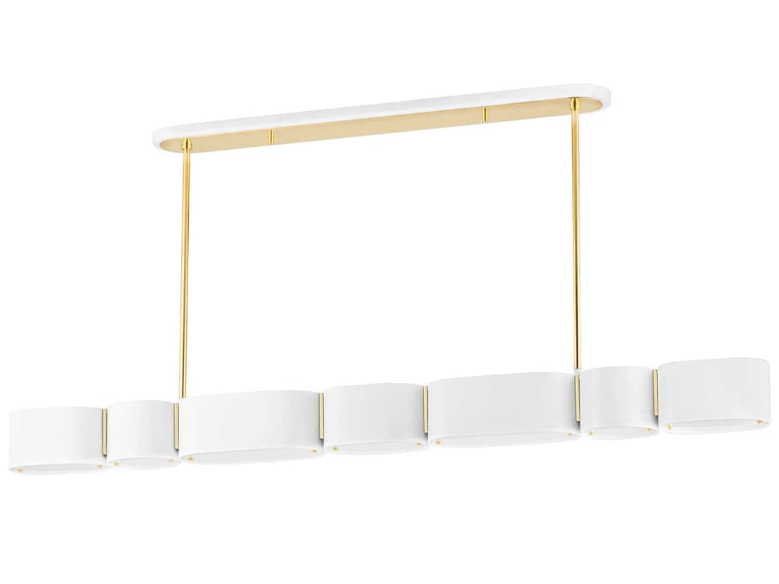 Corbett Lighting Opal 7-Light Soft White Vintage Brass Glass Linear Island Pendant