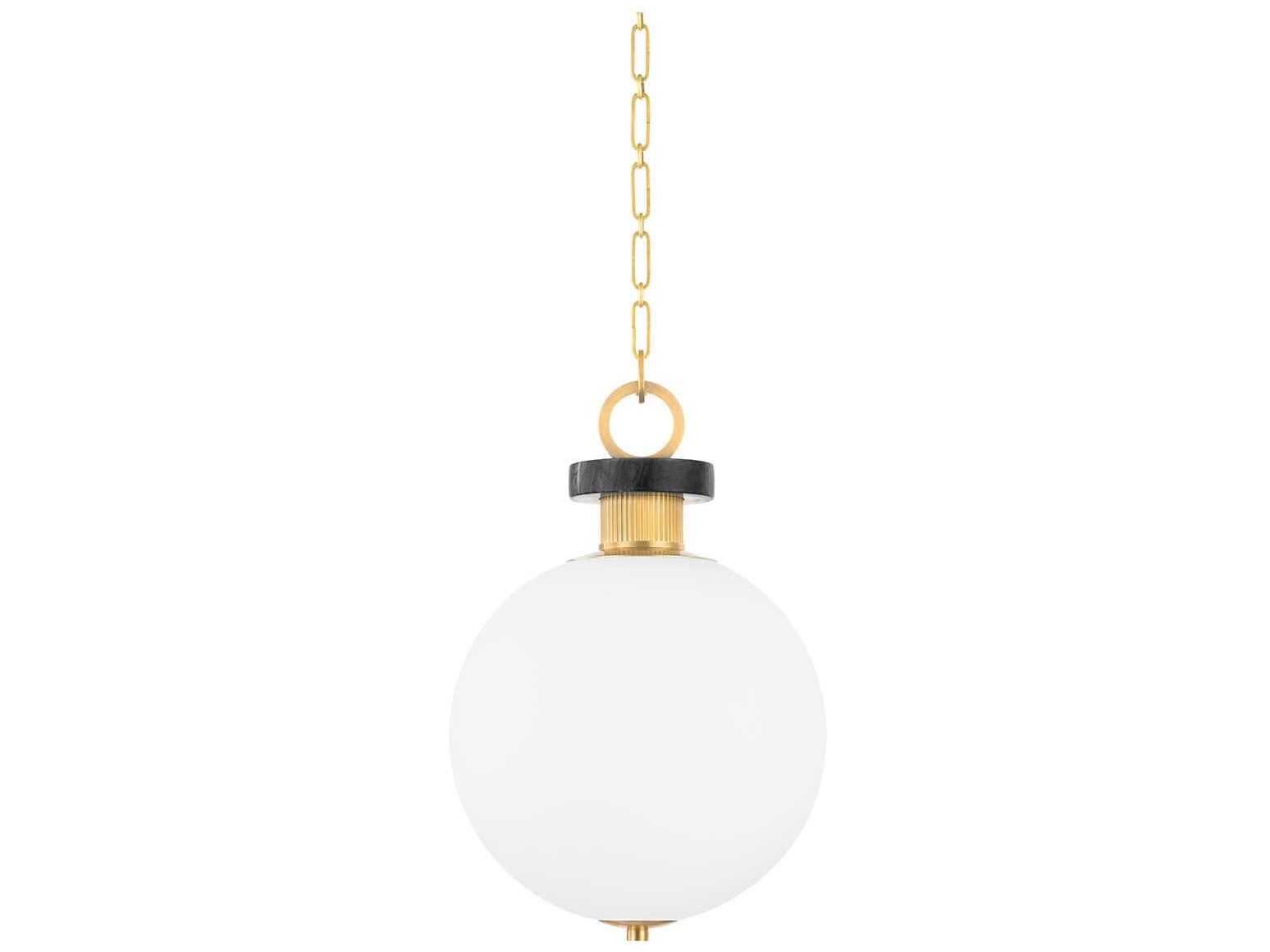 Corbett Lighting Haru 1-Light Vintage Brass Glass Globe Pendant