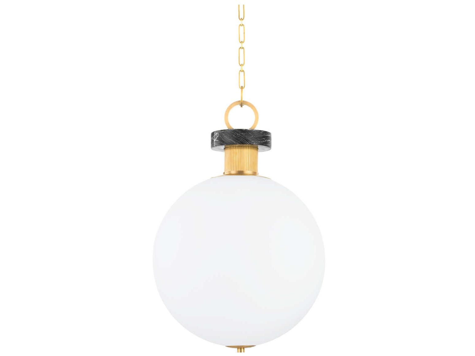 Corbett Lighting Haru 1-Light Vintage Brass Glass Globe Pendant