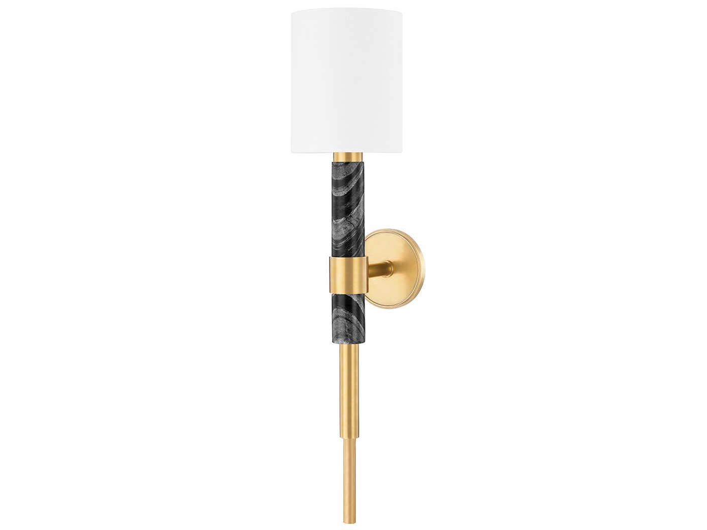 Corbett Lighting Solstice 1-Light Vintage Brass Black Marble Wall Sconce