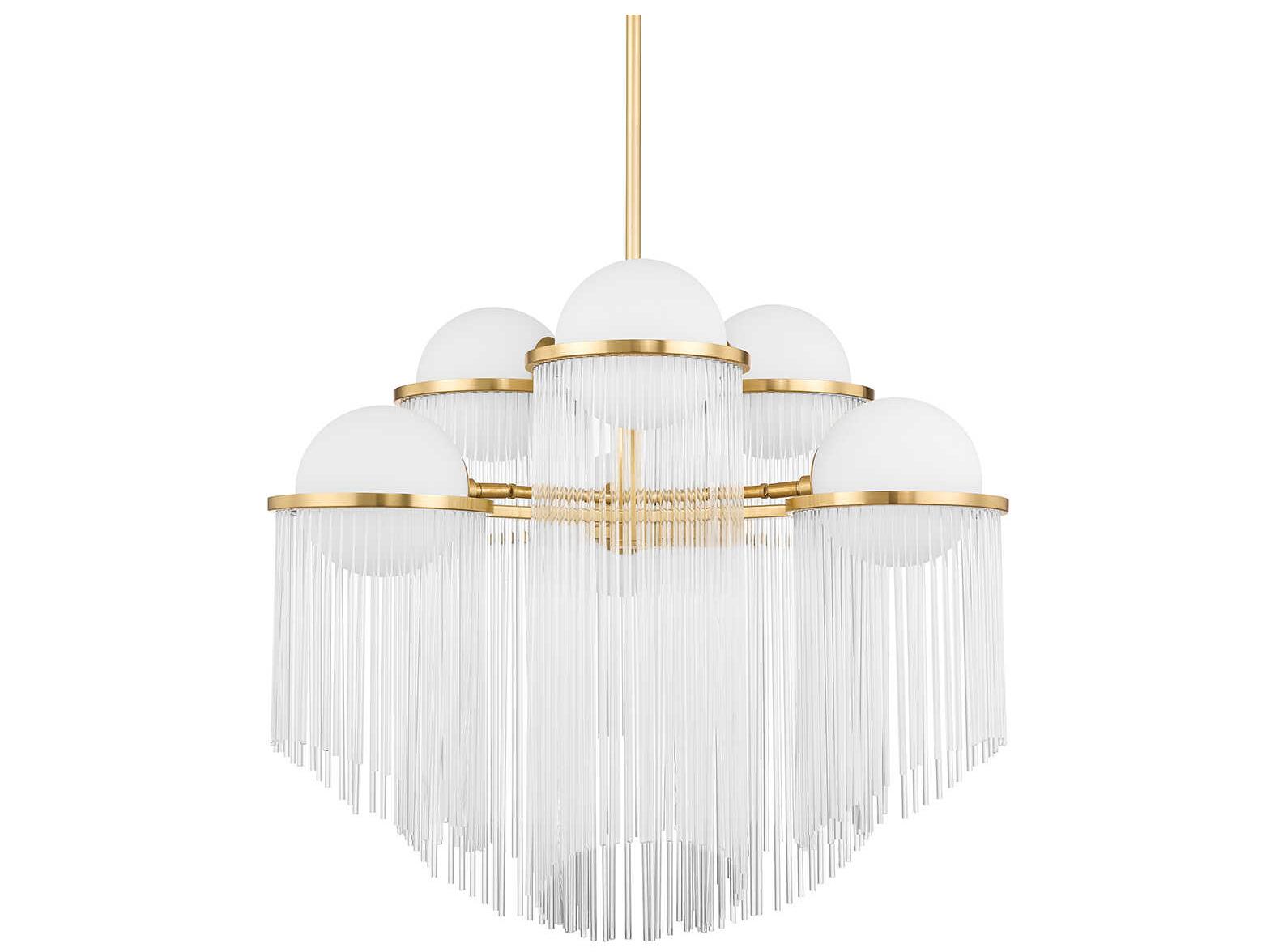 Corbett Lighting Celestial 6-Light Aged Brass Glass Globe Chandelier