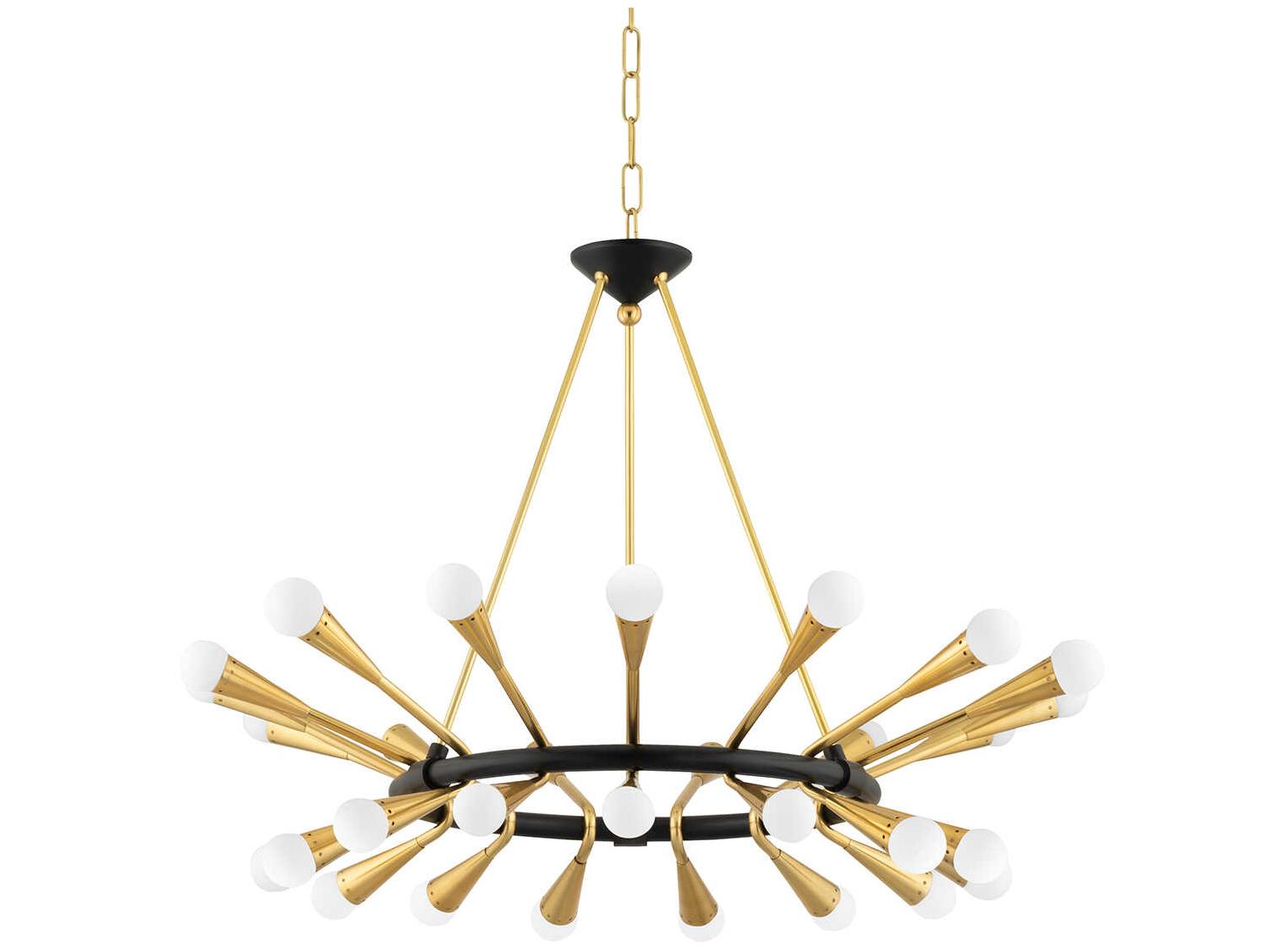 Corbett Lighting Aries 30-Light Vintage Polished Brass Deep Bronze Glass Candelabra Globe Chandelier