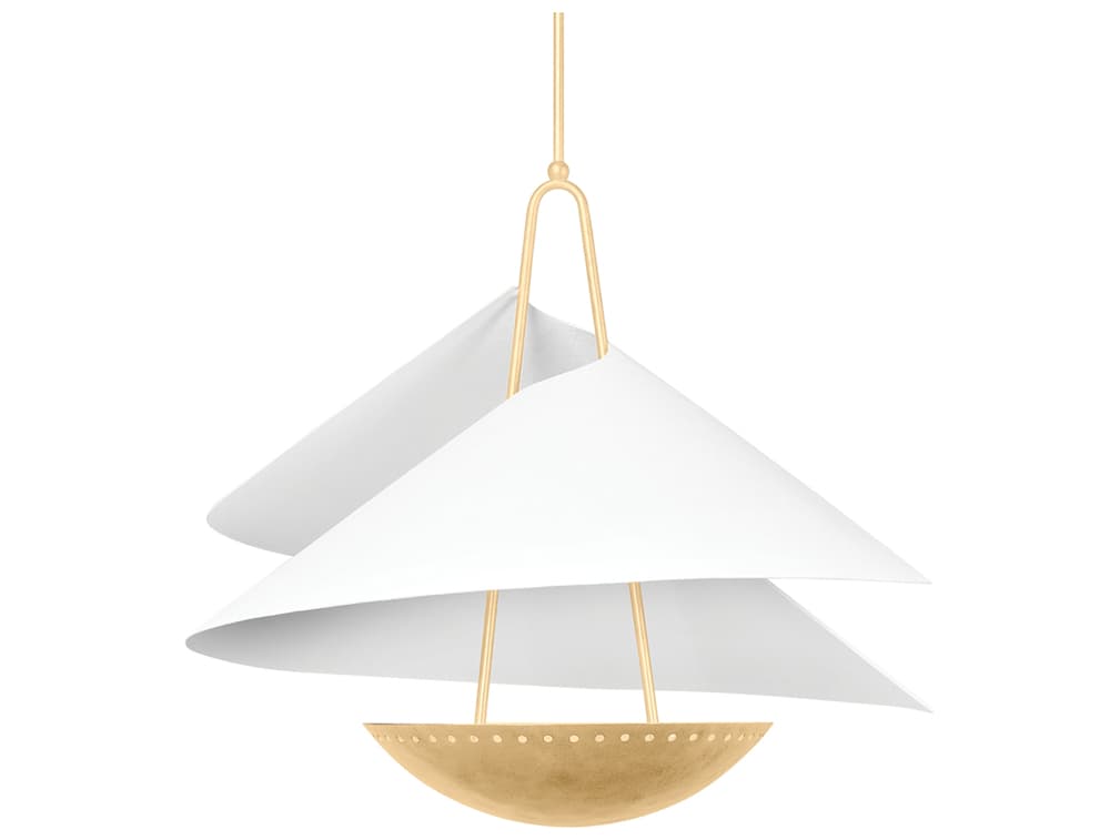 Corbett Lighting Carini 4-Light Vintage Gold Leaf Gesso White Bowl Pendant