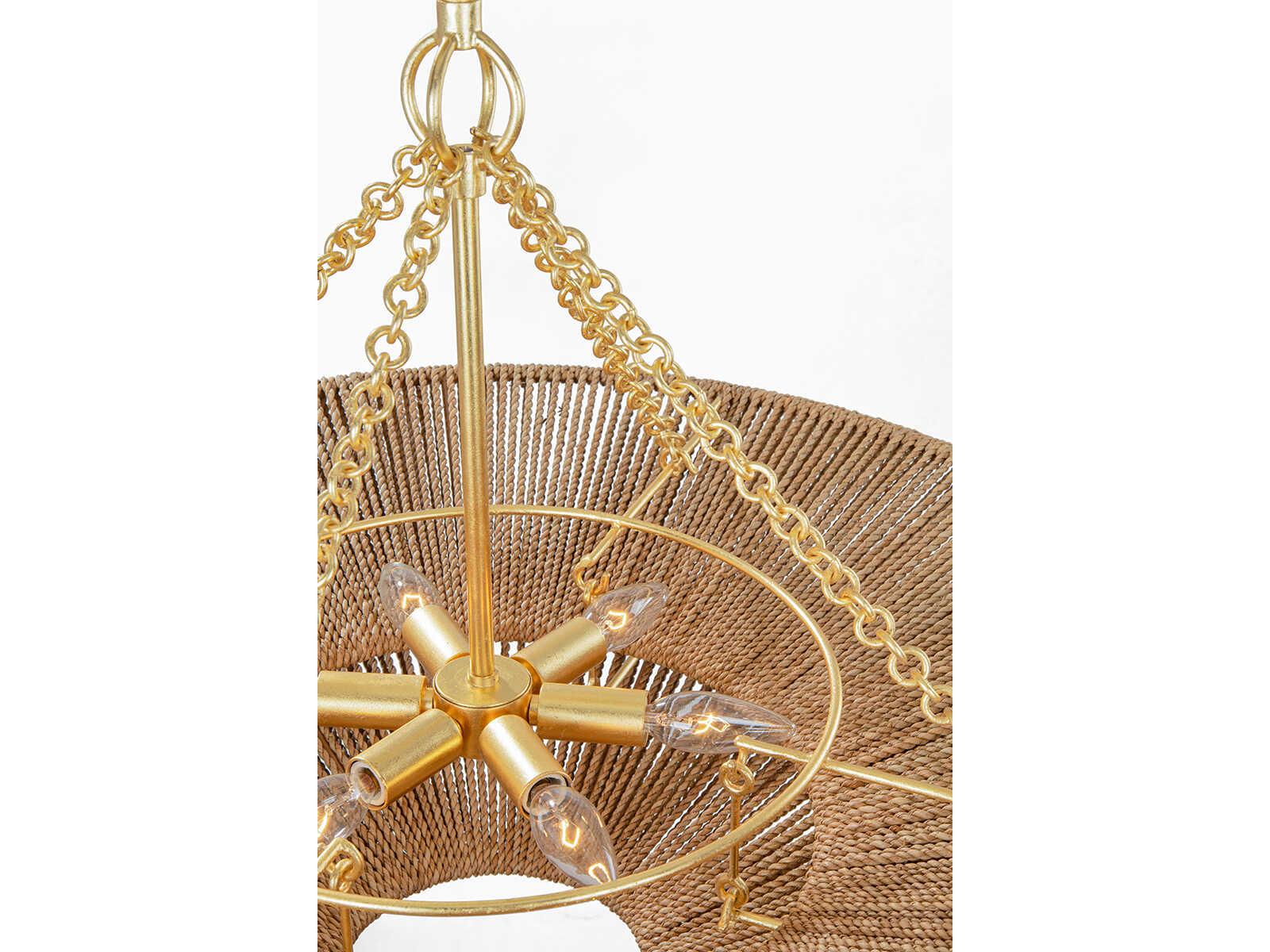 Corbett Lighting Tropea 6-Light Gold Leaf Brown Bowl Pendant